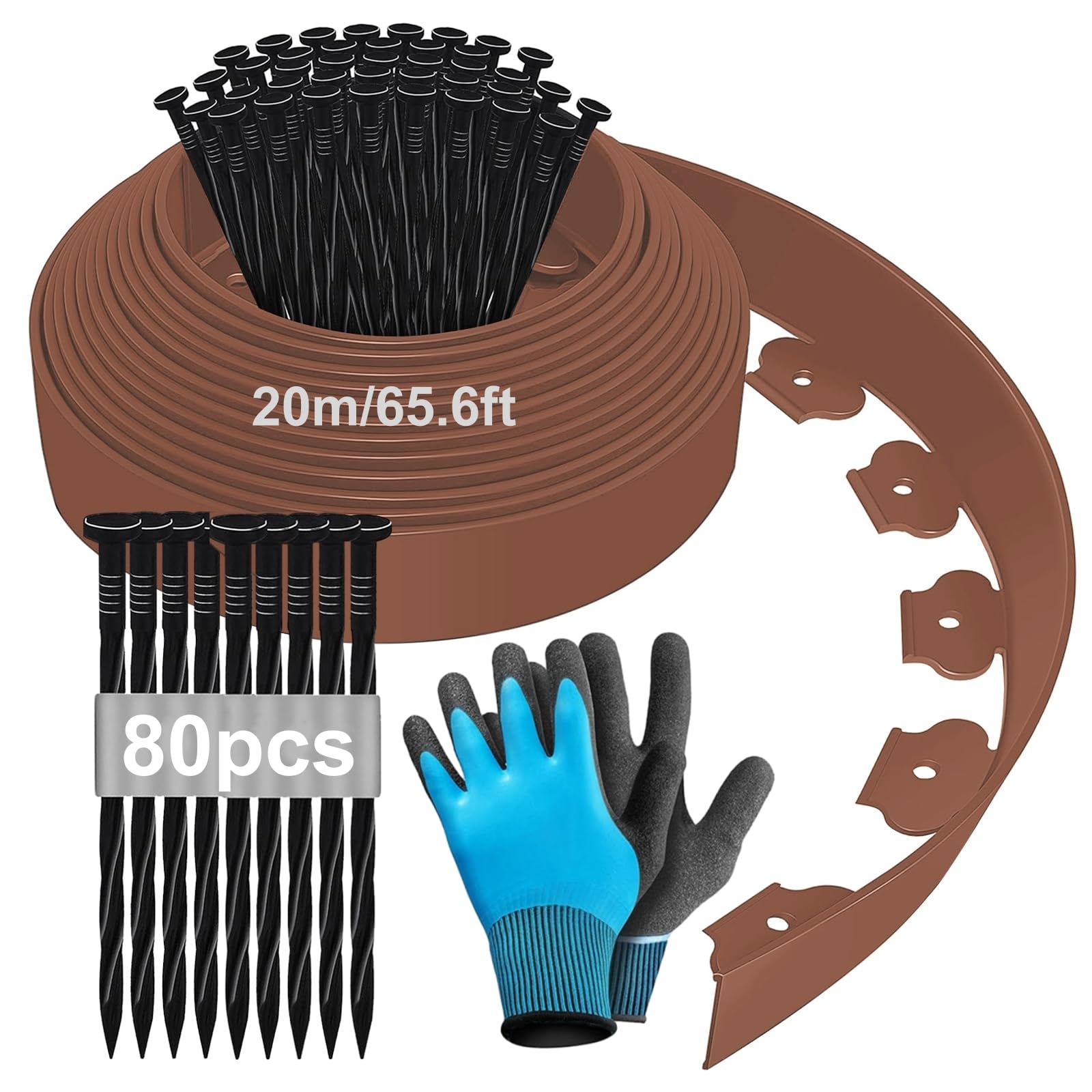 Bordura per Aiuola Flessibile 20m x 5cm, Marrone