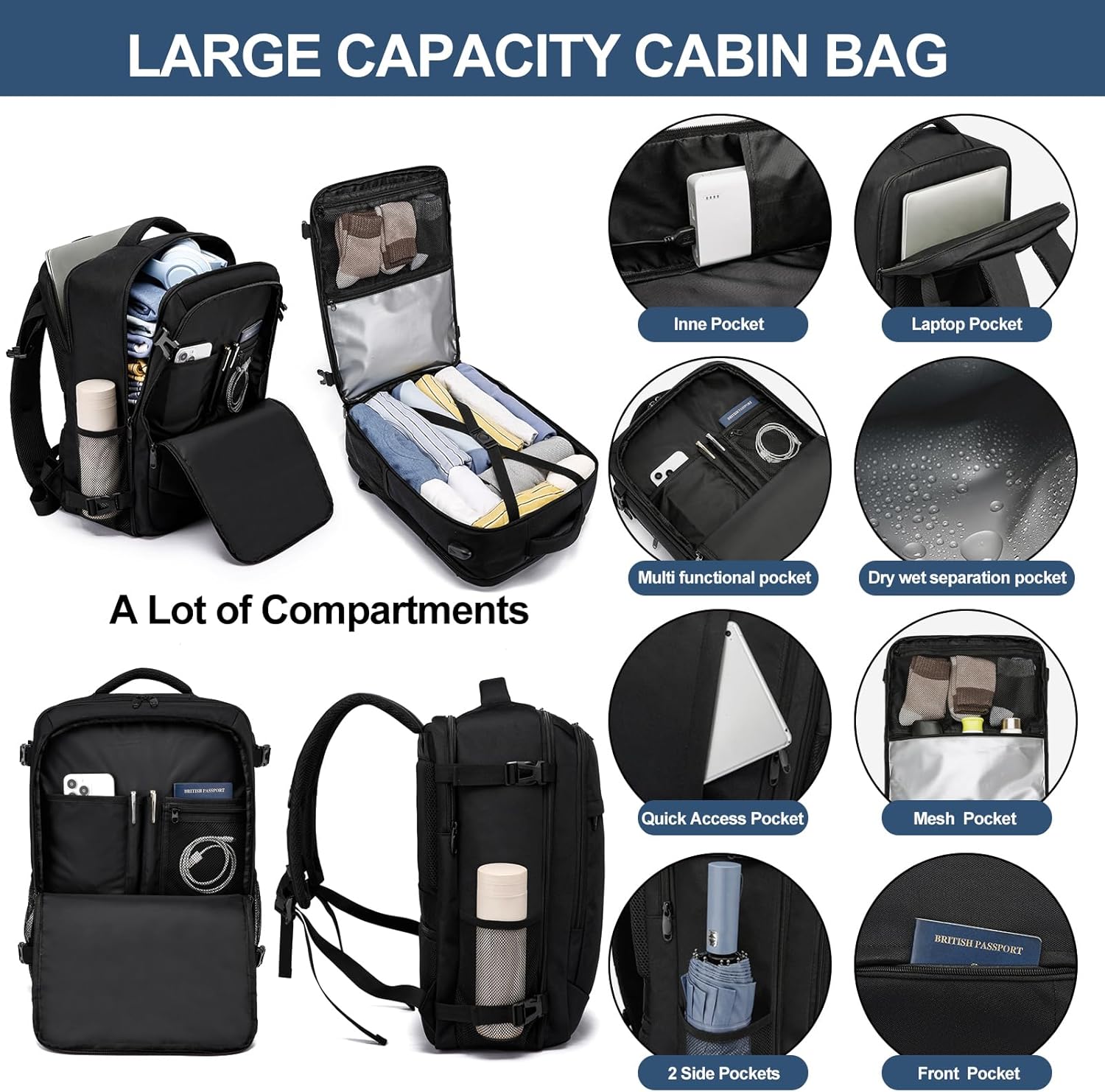 Zaino Viaggio 45x36x20 Bagaglio a Mano easyJet 30L - immagine 3