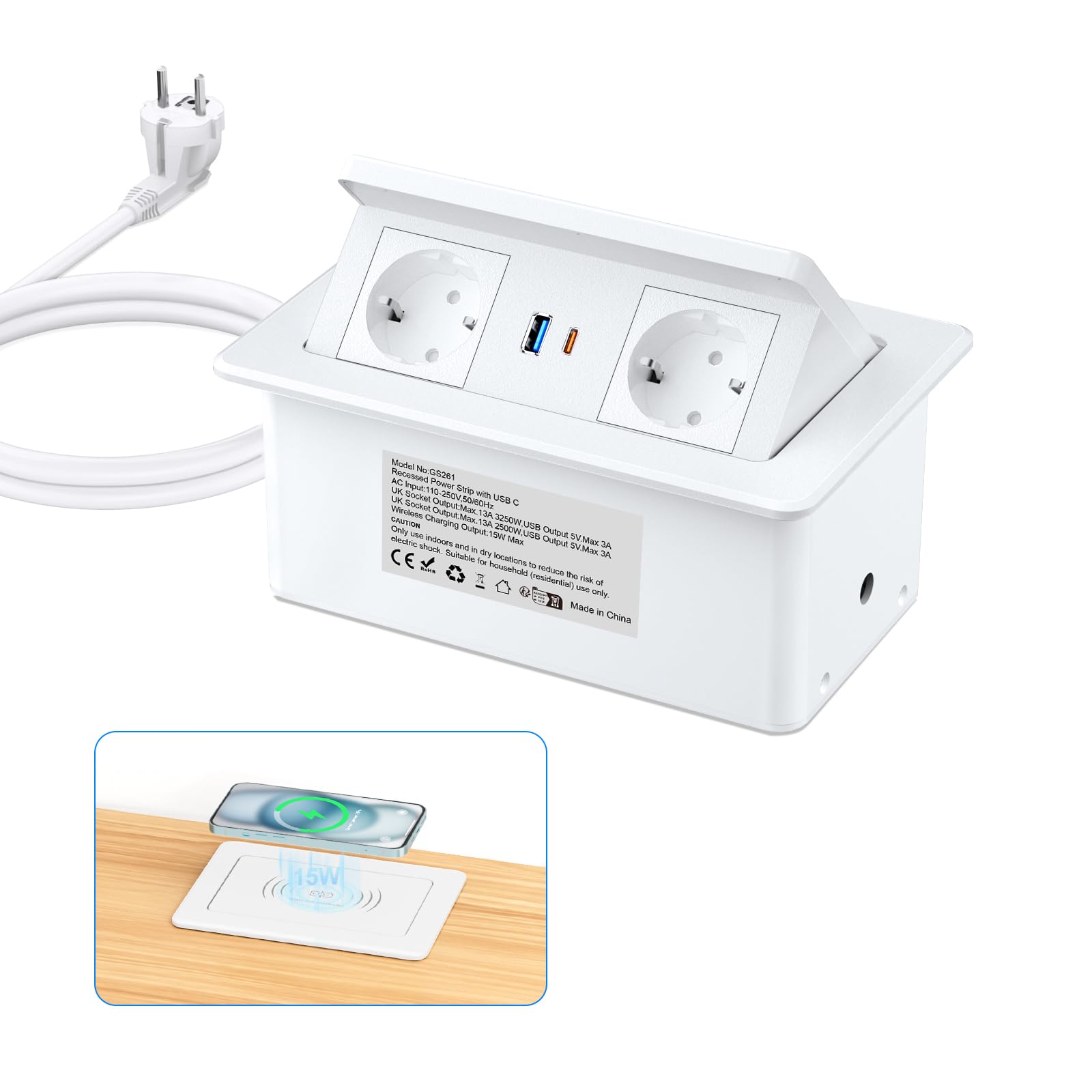 Ciabatta Elettrica da Incasso con USB C PD 20W