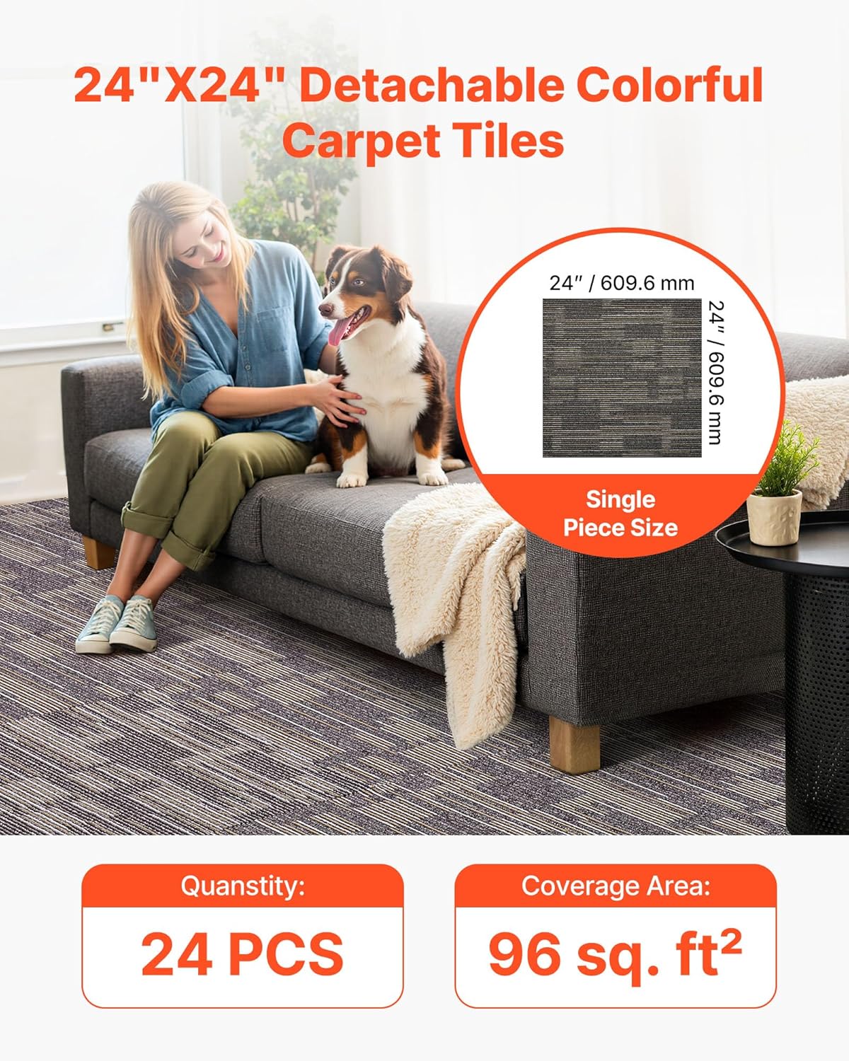 Vevor Piastrelle per Moquette 610x610 mm 24 Pezzi - immagine 2