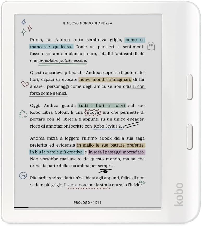 Kobo Libra Colour - eReader 7” E Ink Kaleido™ 3, Bianco - immagine 1
