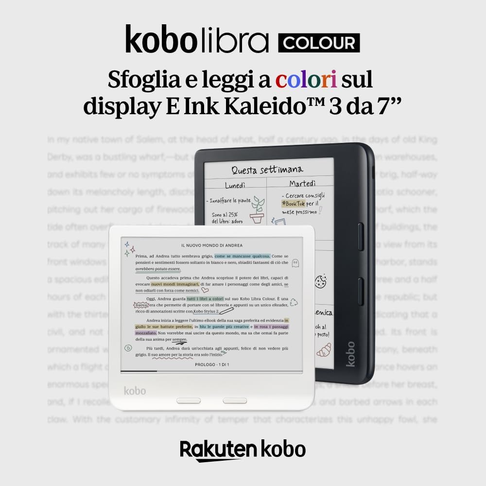 Kobo Libra Colour - eReader 7” E Ink Kaleido™ 3, Bianco - immagine 2