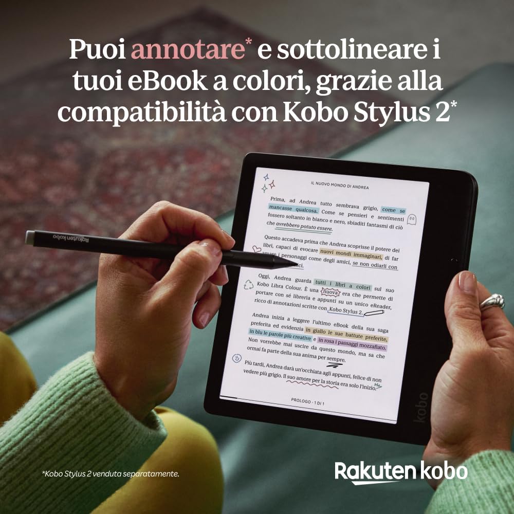 Kobo Libra Colour - eReader 7” E Ink Kaleido™ 3, Bianco - immagine 3