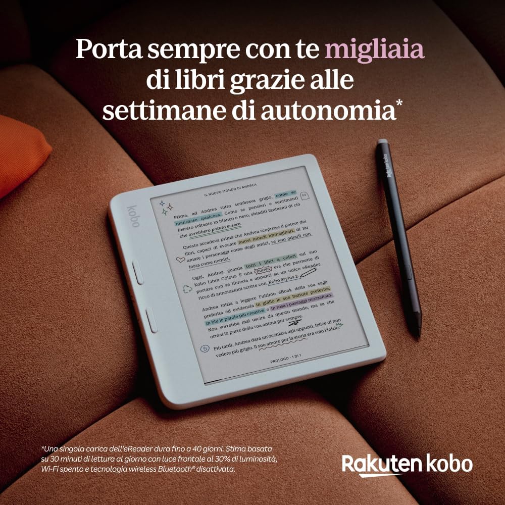 Kobo Libra Colour - eReader 7” E Ink Kaleido™ 3, Bianco - immagine 8