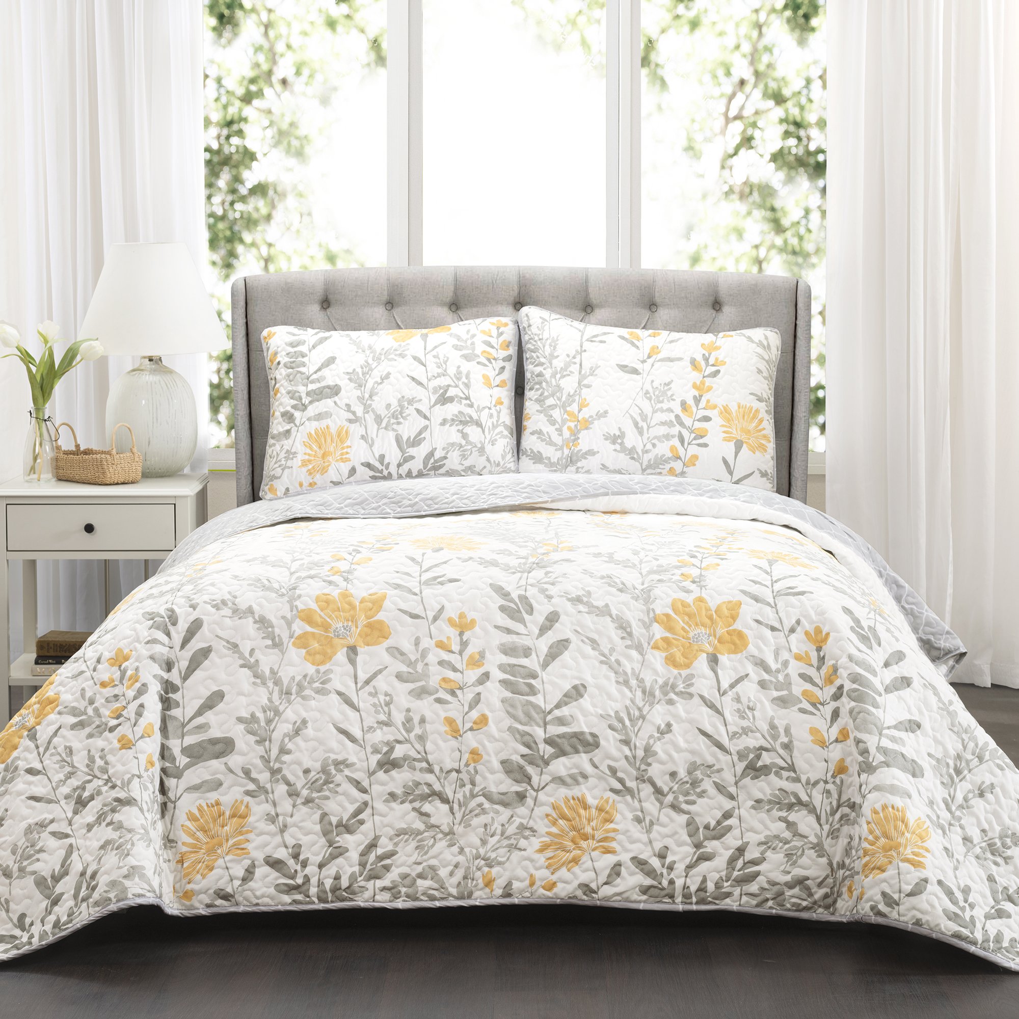 Lush Decor aprile 3 Piece Quilt Set, Yellow, Full/Queen