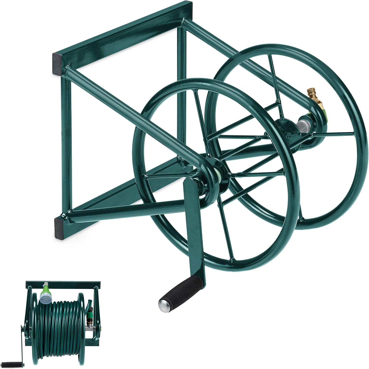 Relaxdays Avvolgitubo da Parete in Acciaio, Verde