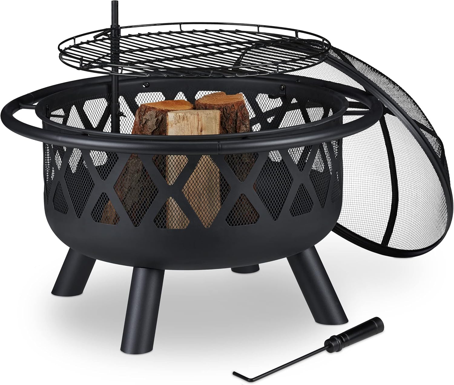 Relaxdays Braciere con Griglia per Carbonella D: 75 cm