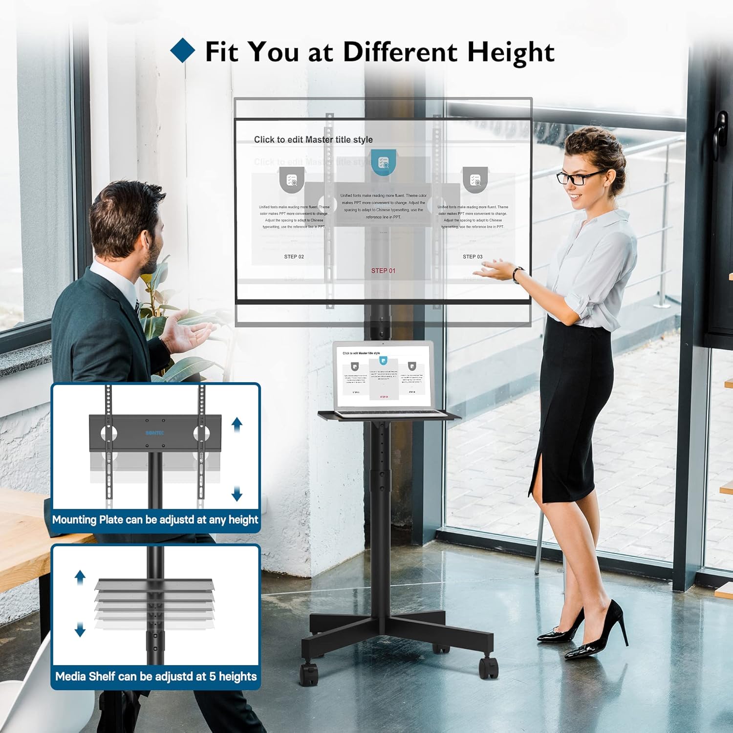 Bontec Supporto TV da Pavimento 23-60 Pollici - immagine 3