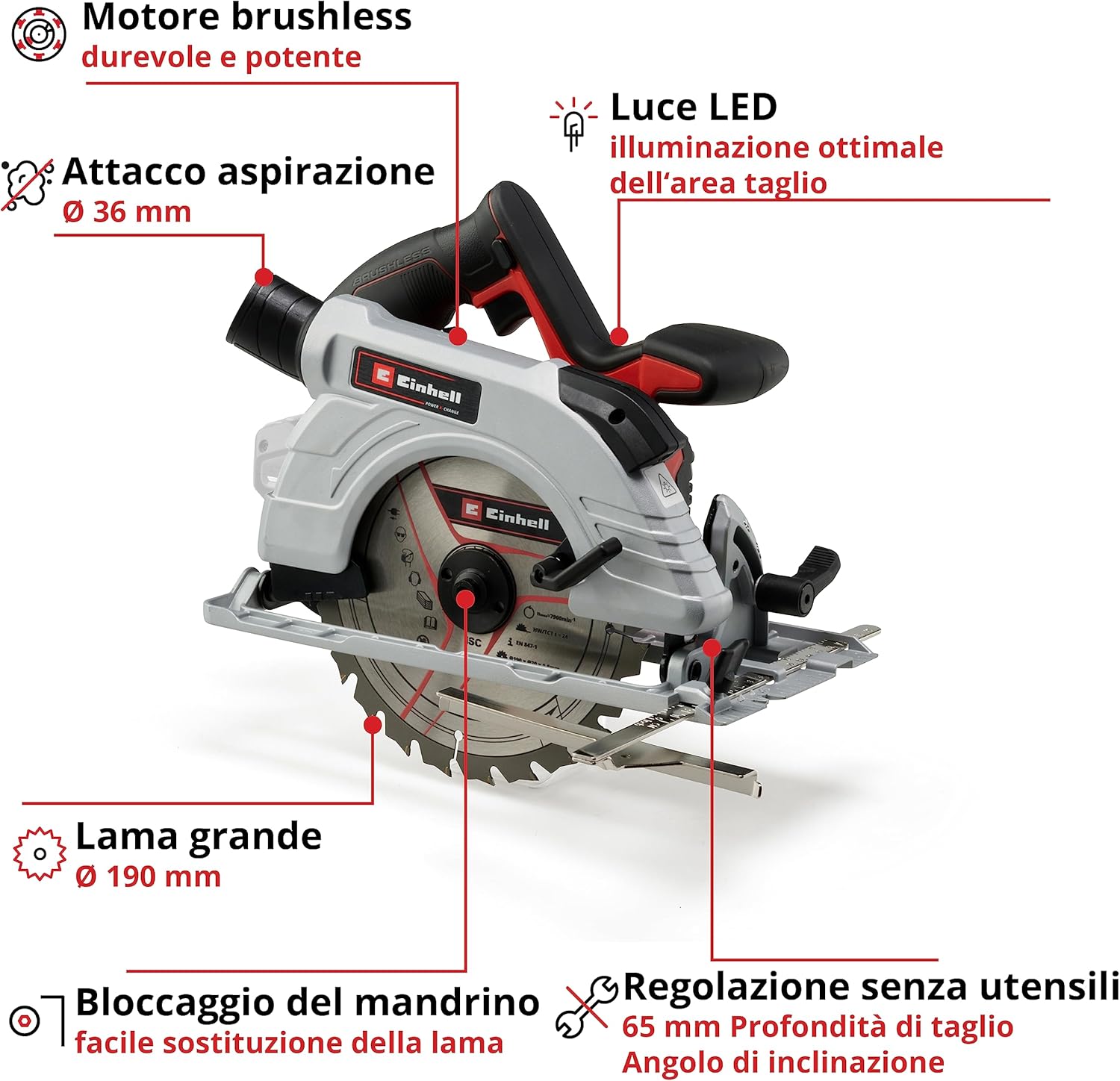 Einhell Sega Circolare a Batteria TE-CS 18/190 Li BL - immagine 3