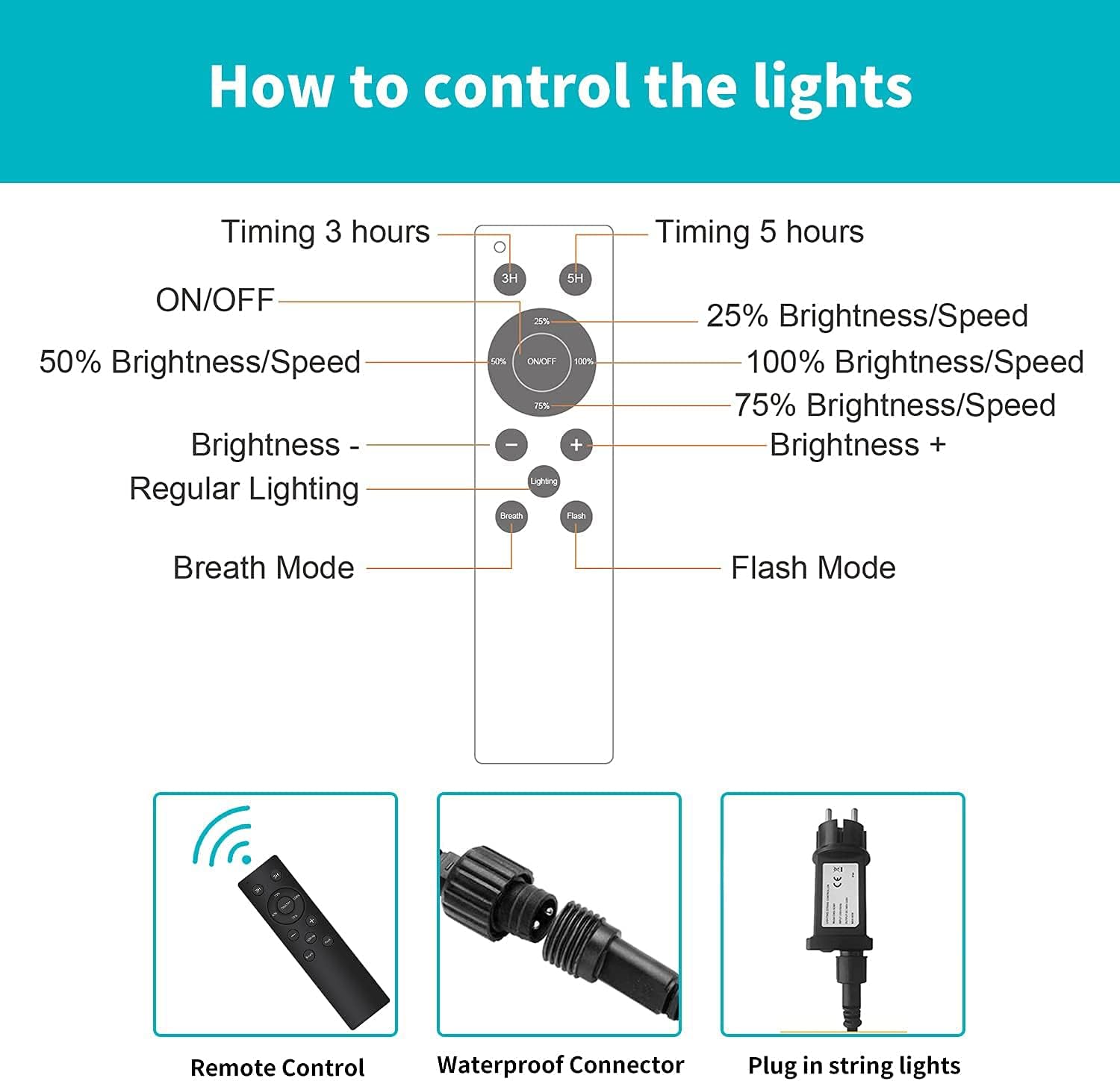 Yuusei Catene Luminose Esterno 30M con Telecomando - immagine 5