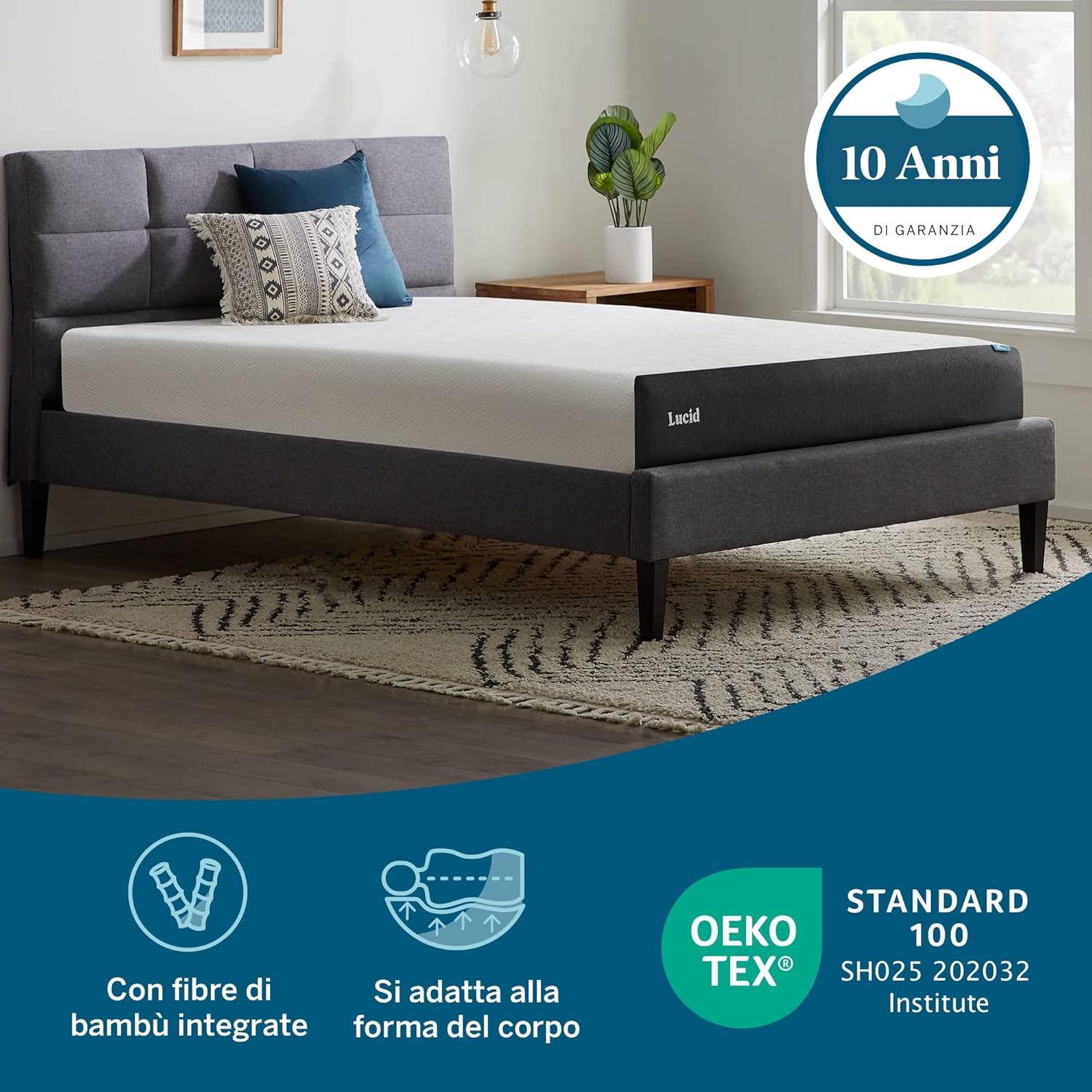 Lucid Materasso Memory Foam 20 cm, Singolo 90x200 cm - immagine 4