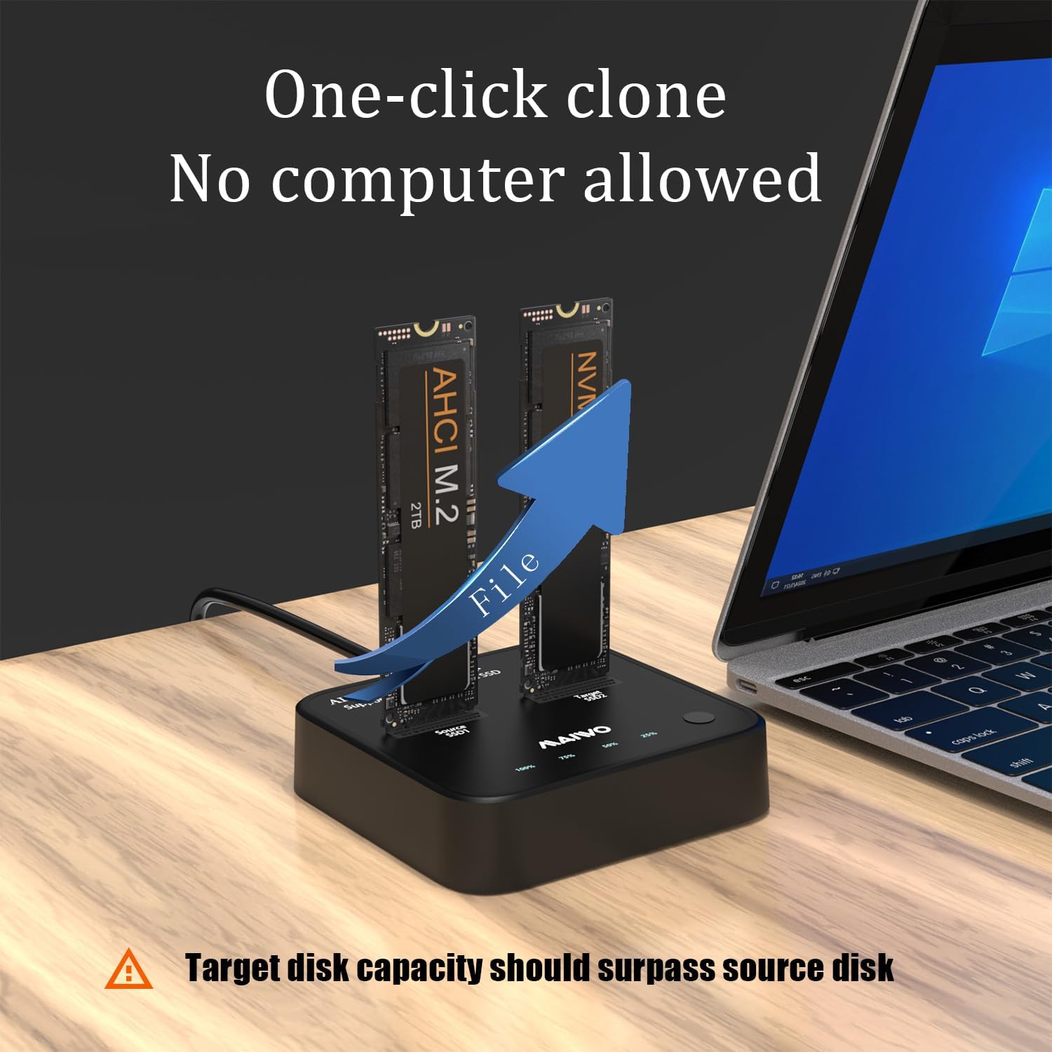 Maiwo Docking Station M.2 NVMe/AHCI SSD Clone - immagine 2