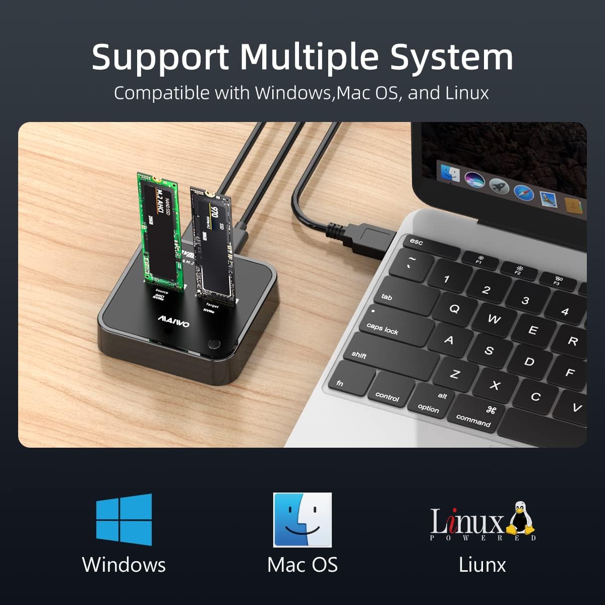 Maiwo Docking Station M.2 NVMe/AHCI SSD Clone - immagine 4