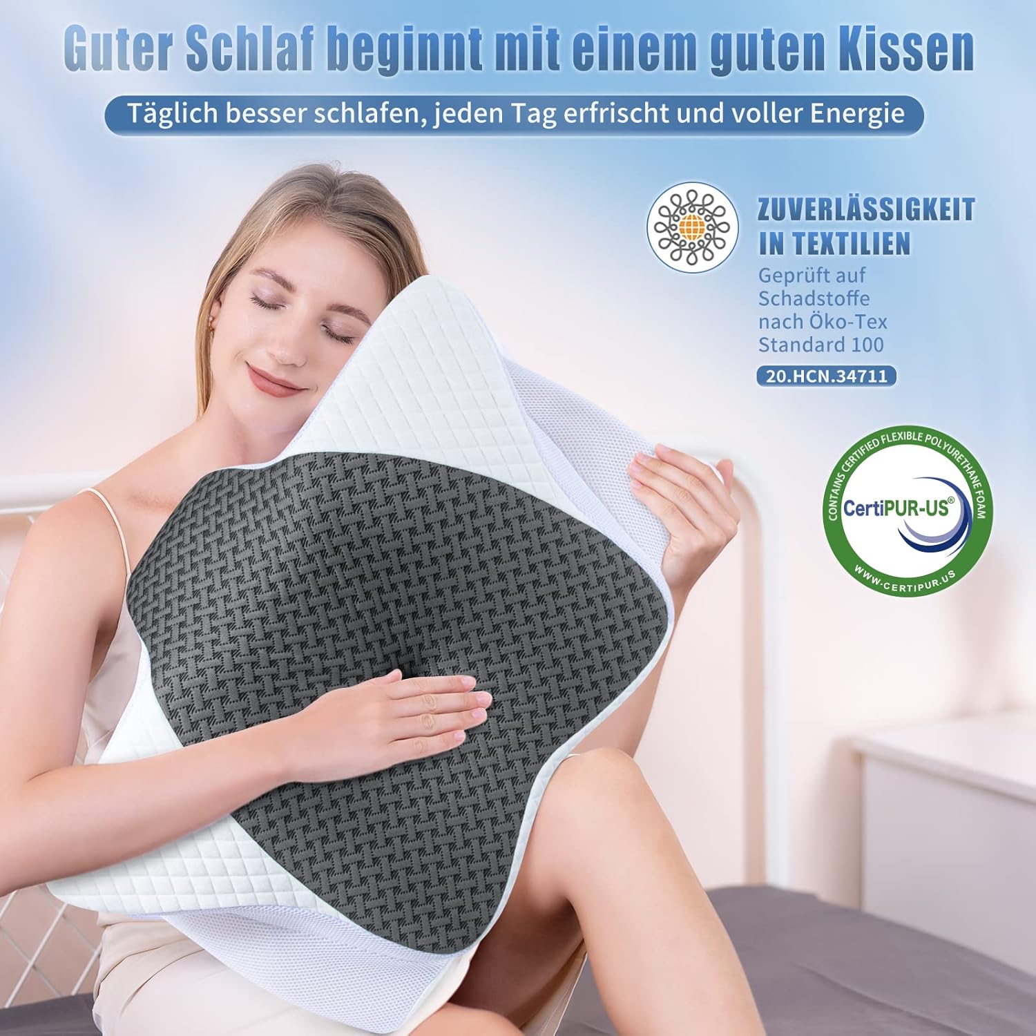 Saheyer Cuscino Cervicale Ergonomico in Memory Foam - immagine 4