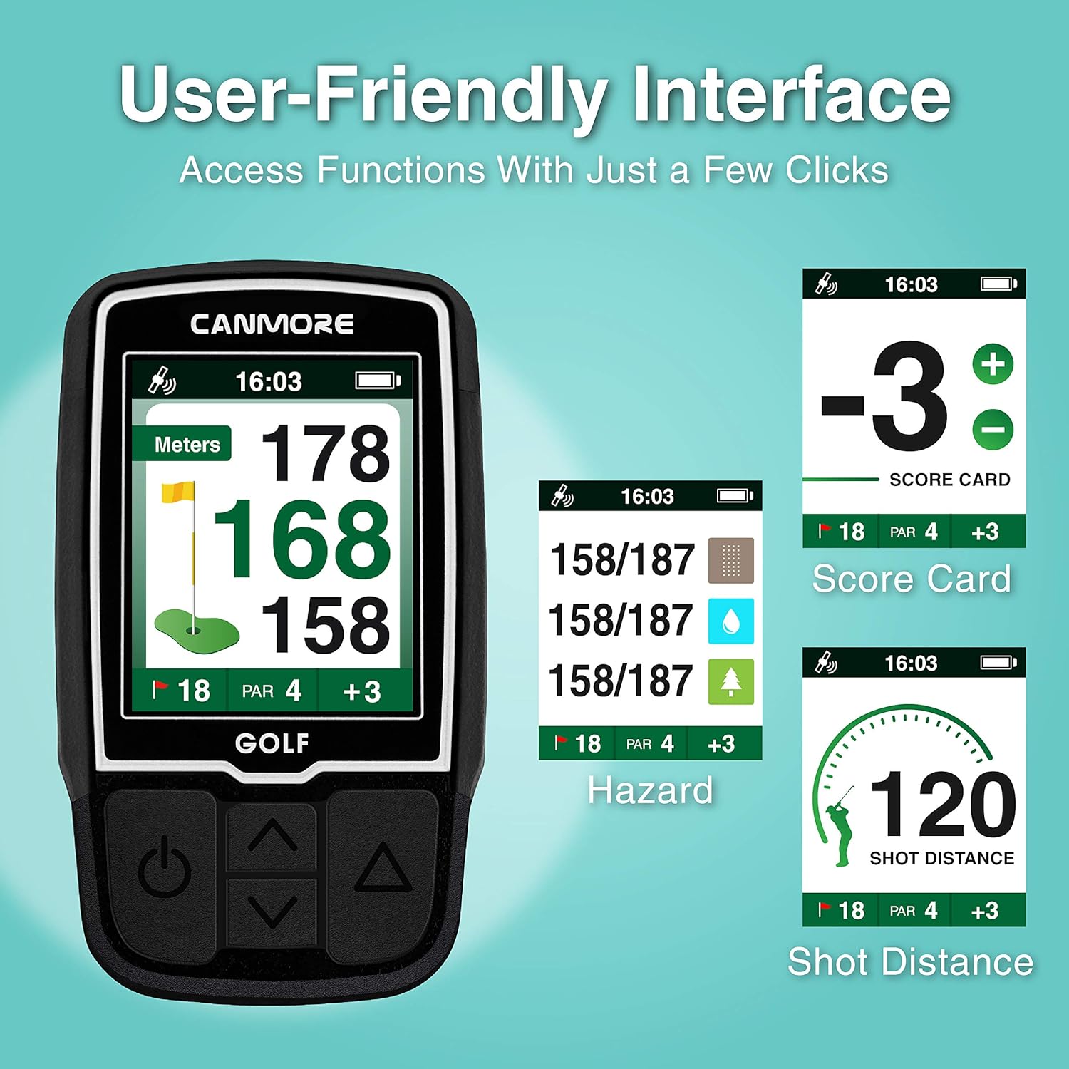 Canmore GPS da golf portatile HG200, Nero - immagine 3