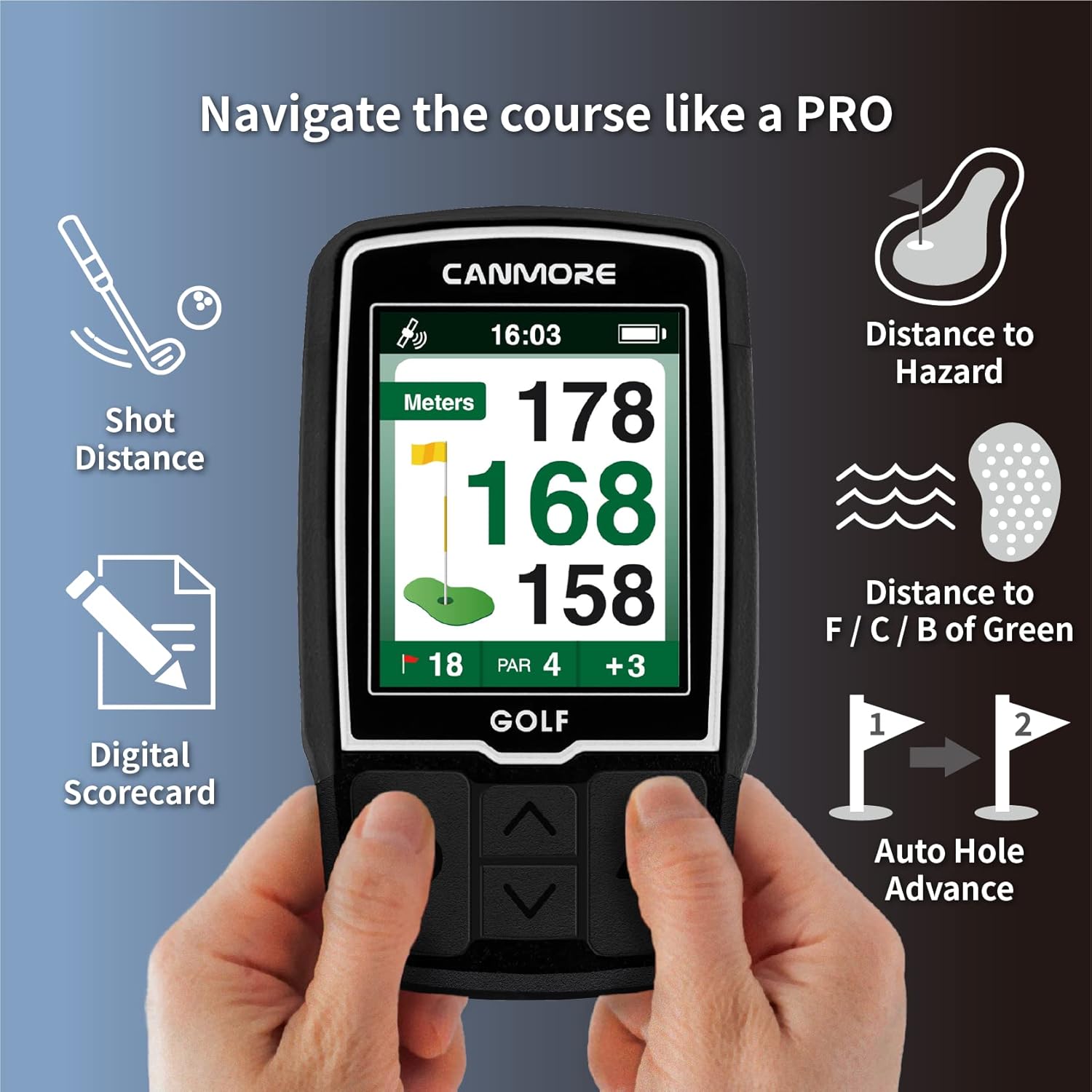 Canmore GPS da golf portatile HG200, Nero - immagine 5