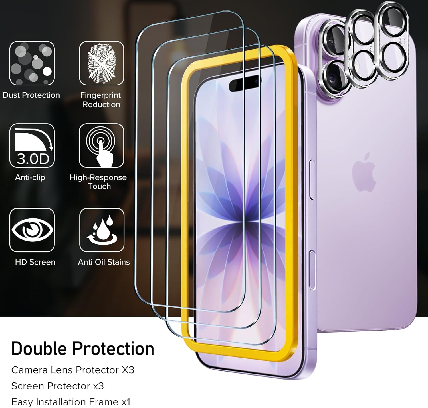 Ivoler 3x Pellicola Vetro Temperato per iPhone 17 6.3" - immagine 5