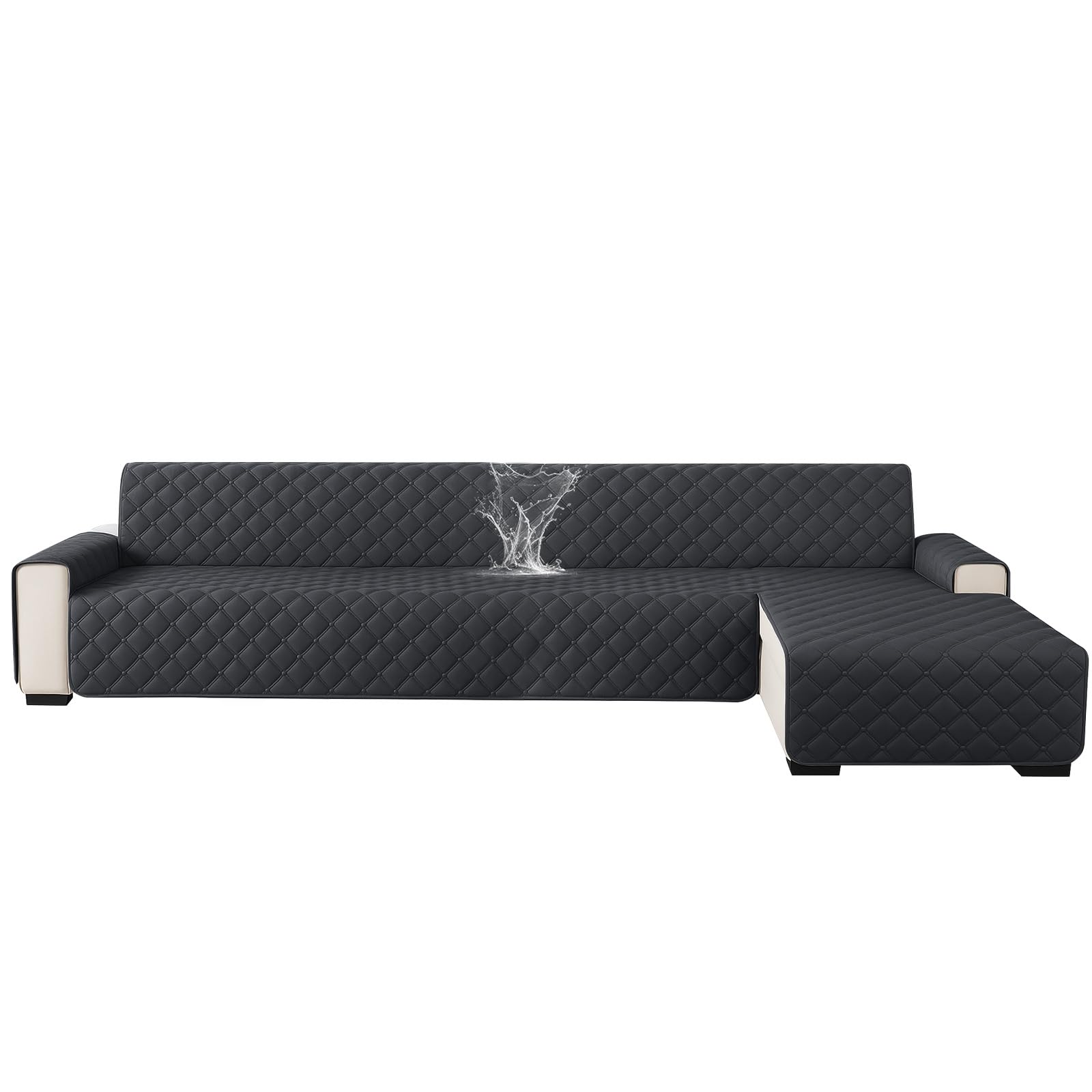 Ystyle Copridivano Impermeabile con Penisola 4 Posti, Nero