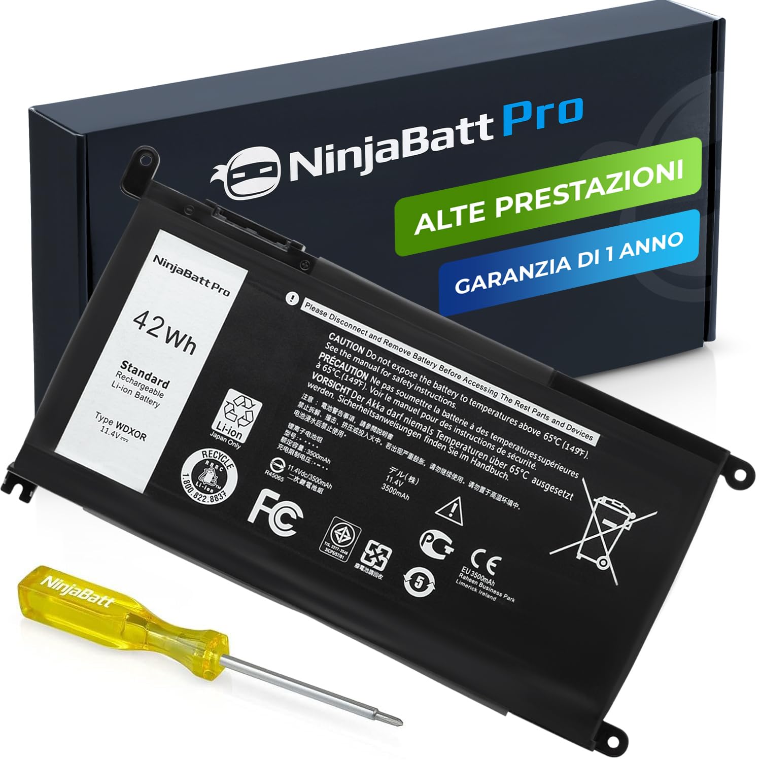 Ninjabatt Batteria per Dell WDX0R Inspiron 13 15 17