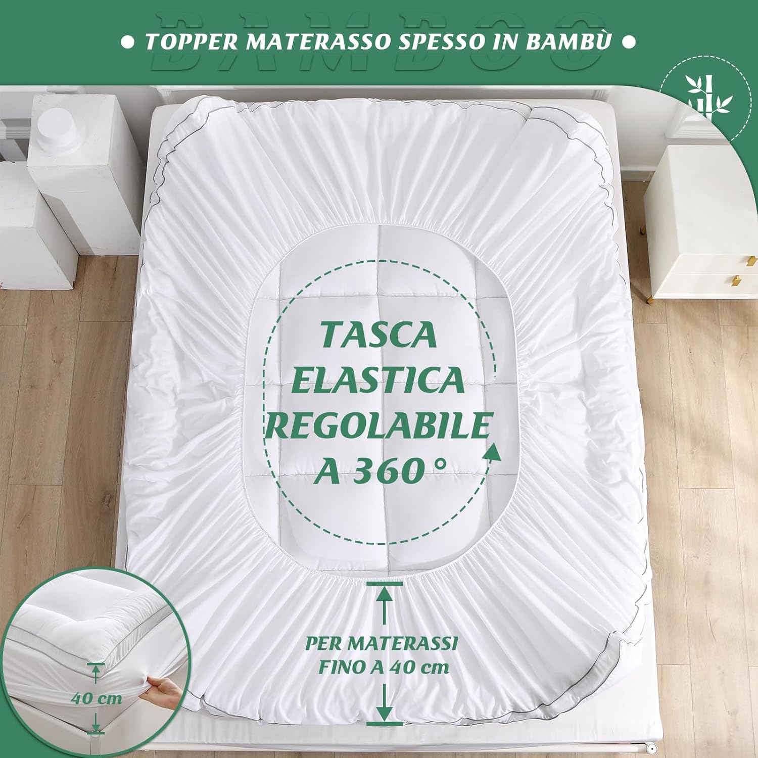 Grt Topper Matrimoniale 160x200 cm e Coprimaterasso - immagine 5