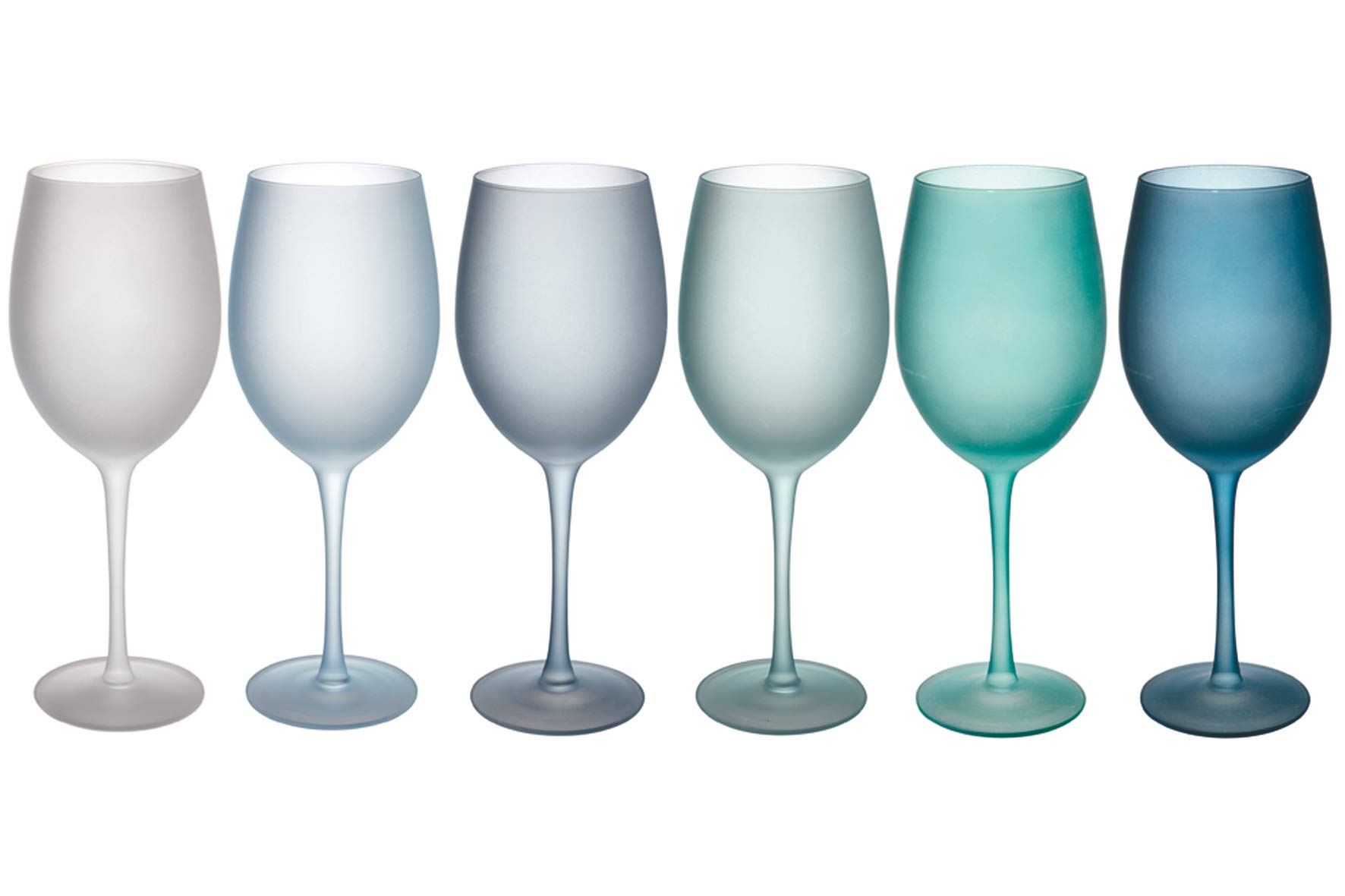Villa d'Este Home Tivoli Shades of Blue Set 6 calici frosted in vetro 550 ml