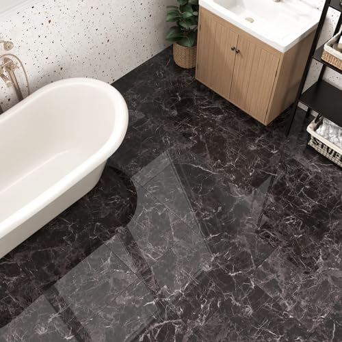 Pavimento Vinile Autoadesivo Effetto Piastrelle, Nero