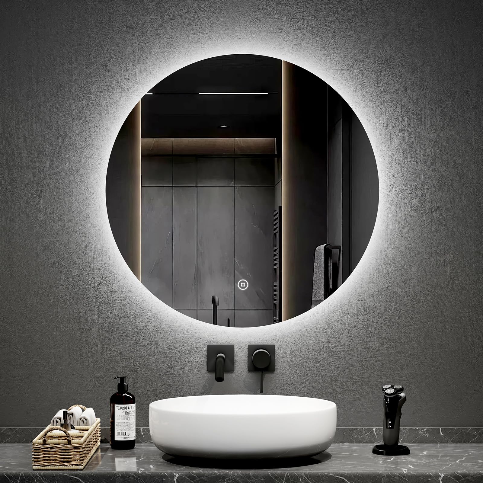 Emke Specchio da Bagno con Illuminazione LED Ø70cm