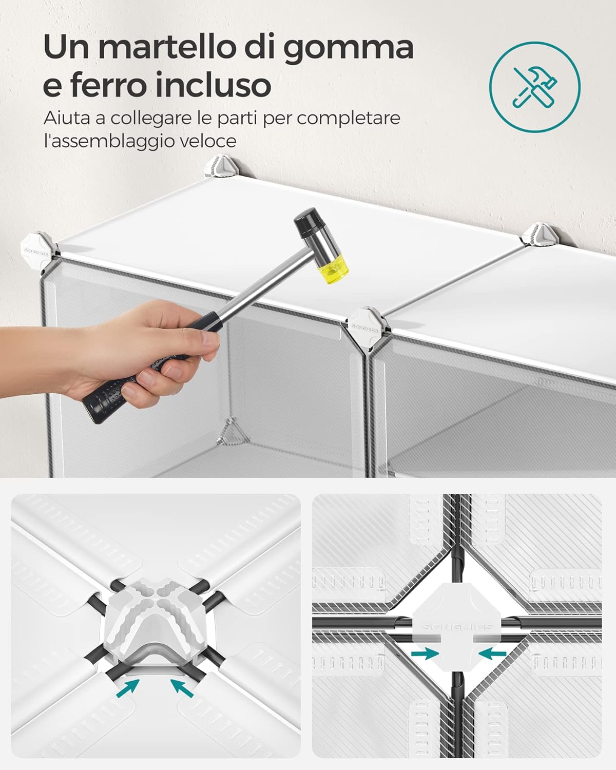 Songmics Scarpiera Modulare a 8 Scomparti, Bianca - immagine 4