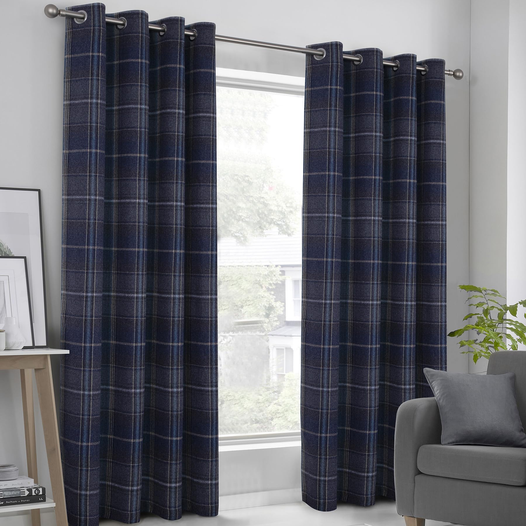 Always4u Tende Oscuranti 100% con Occhielli, Blu Scuro