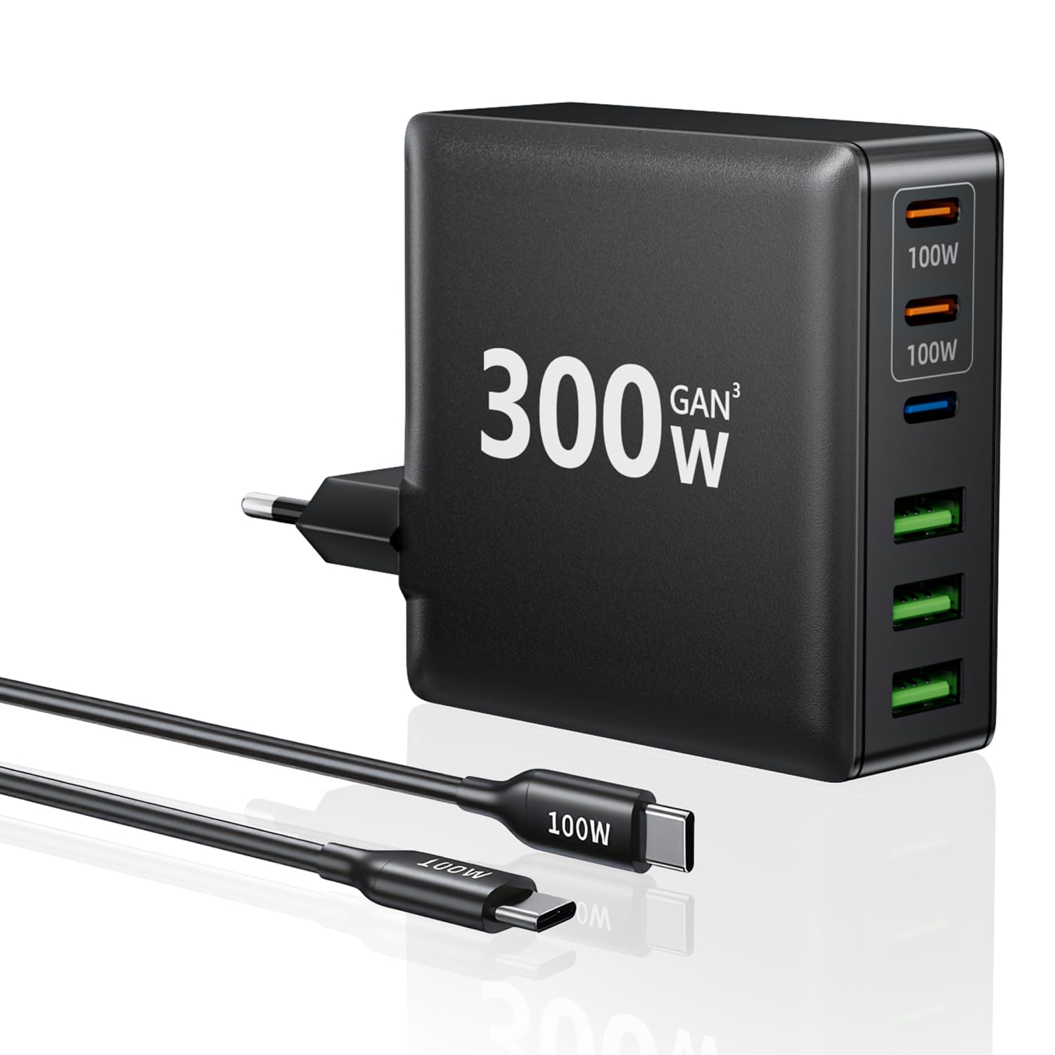 Hssns Caricatore USB-C 300W 6 Porte GaN PD