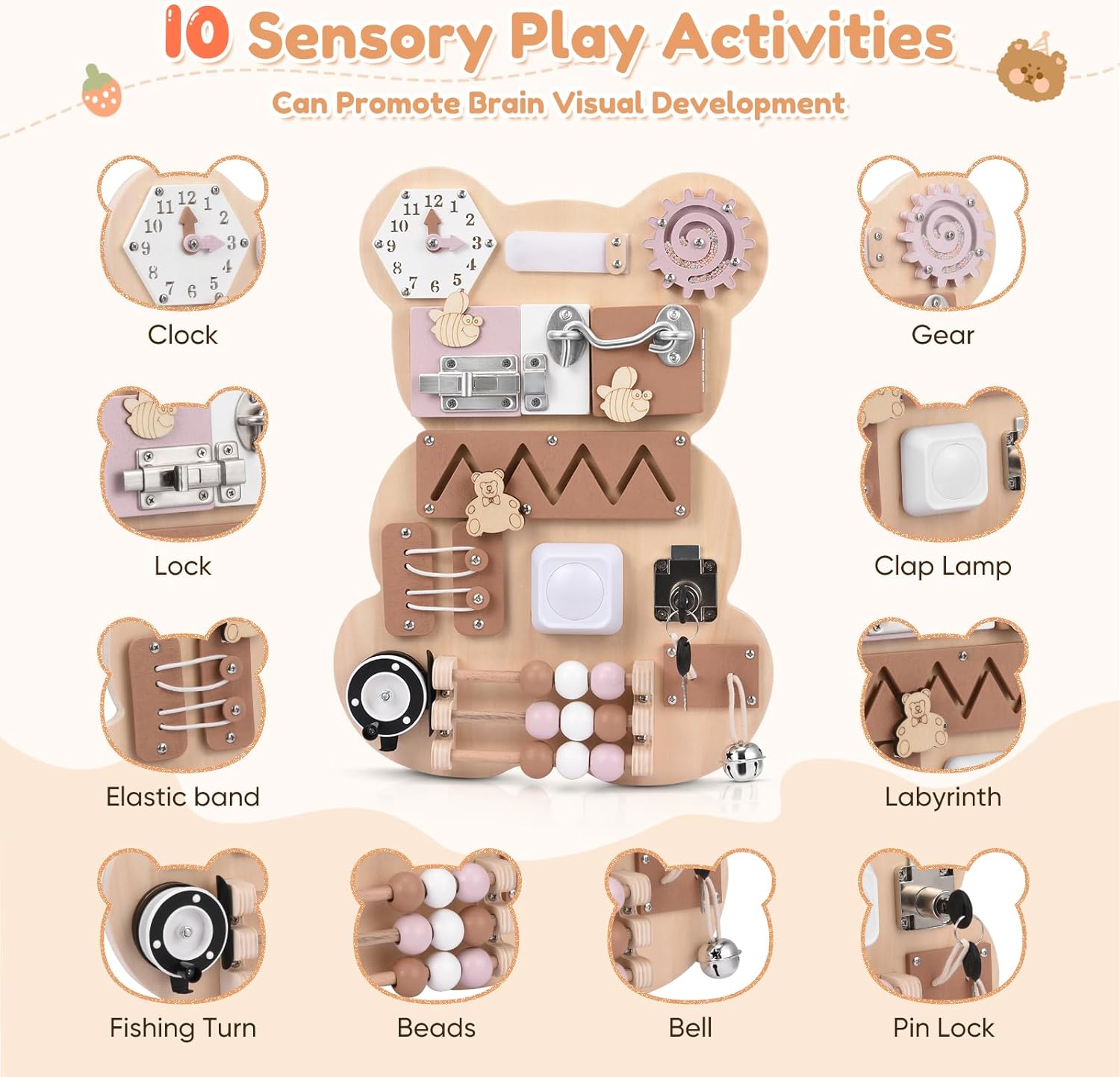 Busy Board per Bambini - Pannello Sensoriale Montessori - immagine 3