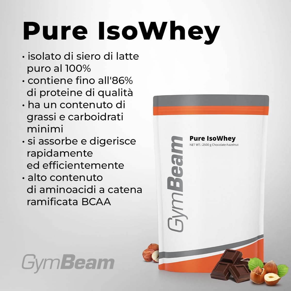 Gymbeam Pure IsoWhey - Proteine Siero Isolate 2500g - immagine 2