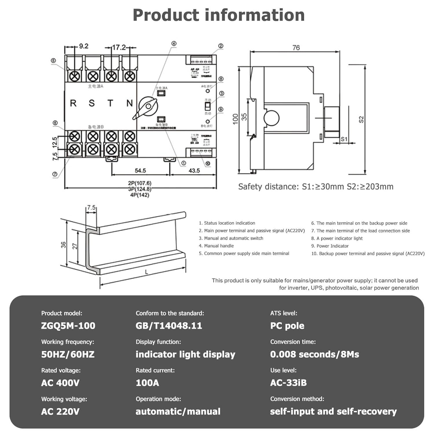 Dewin Interruttore di Trasferimento Automatico ATS 2P - immagine 4