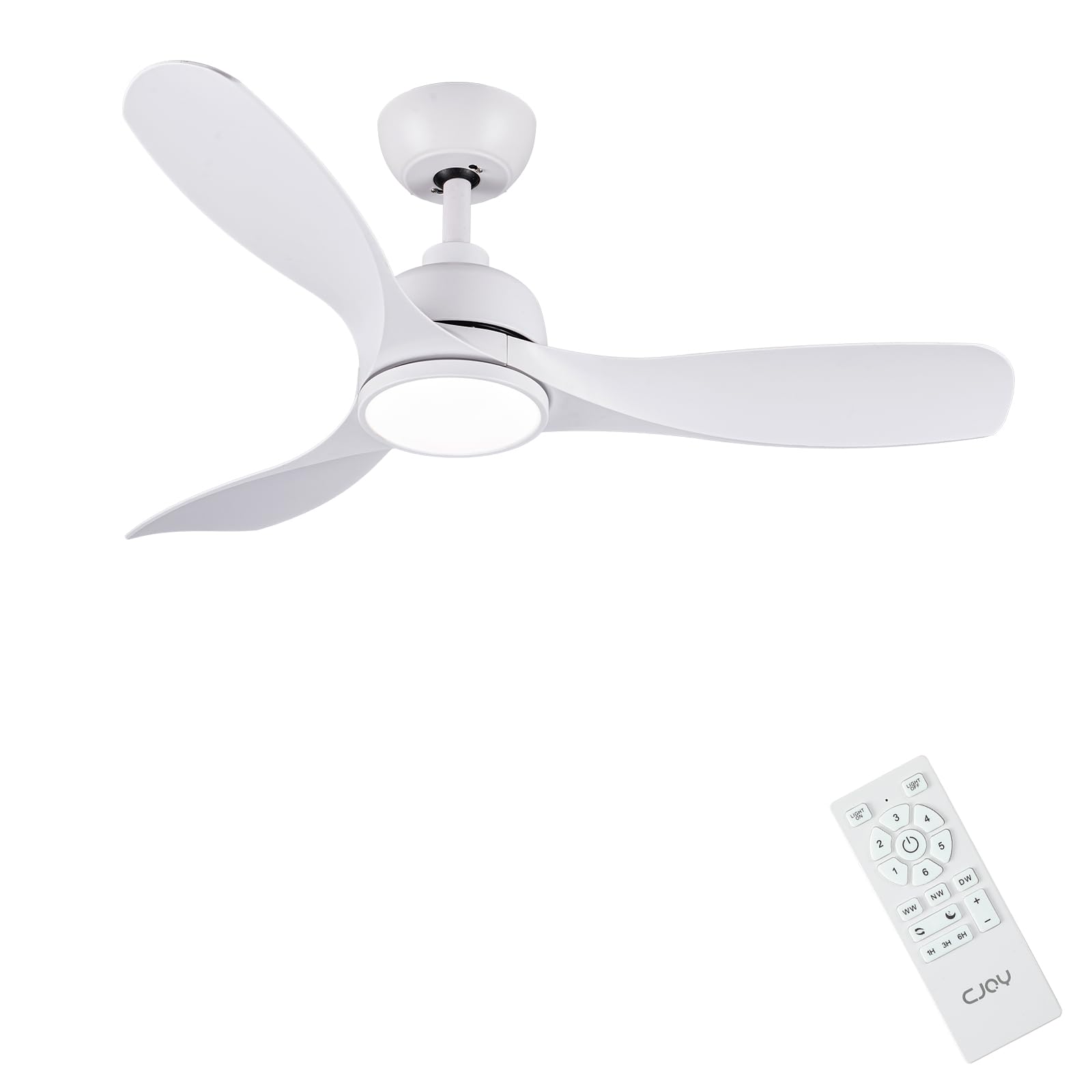 Cjoy Ventilatore da Soffitto Bianco 42 pollici con Luce