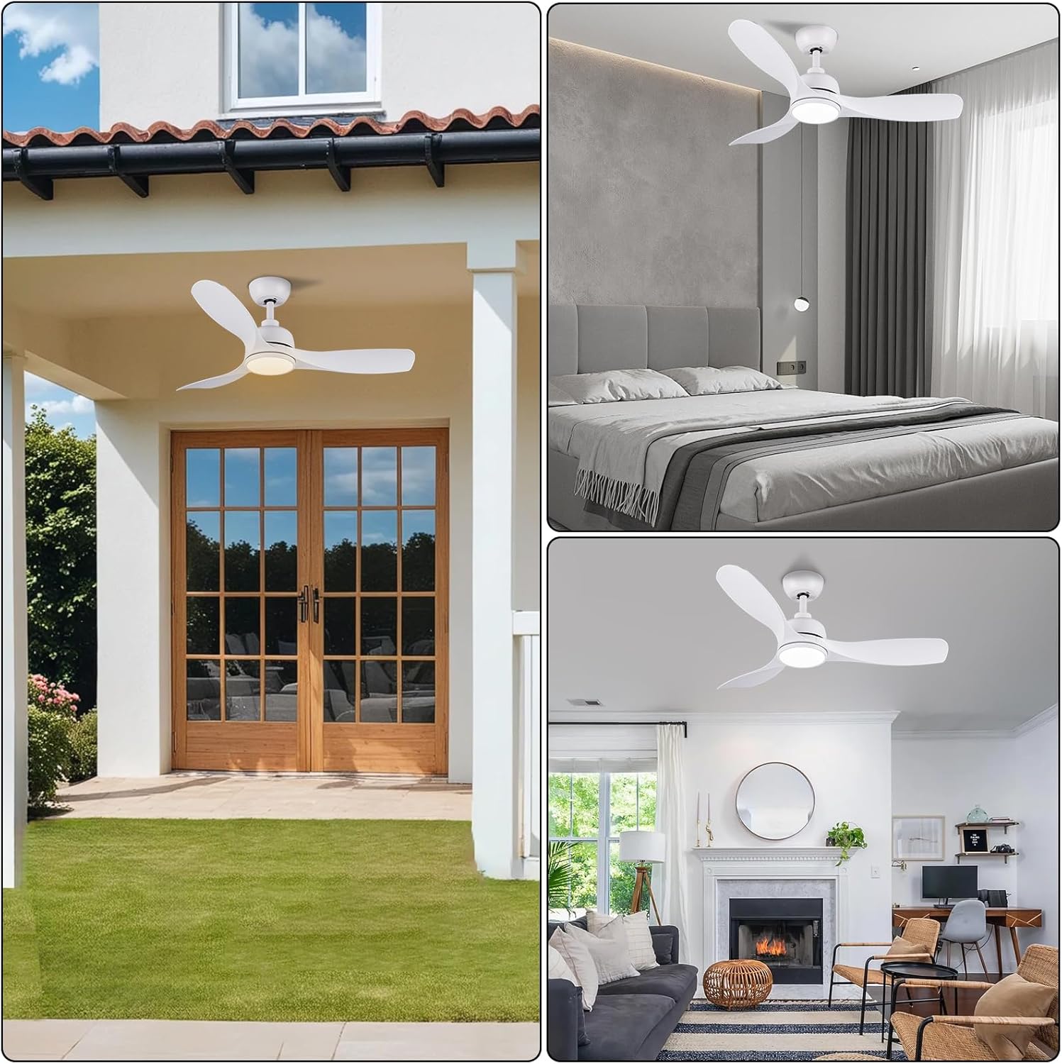 Cjoy Ventilatore da Soffitto Bianco 42 pollici con Luce - immagine 3
