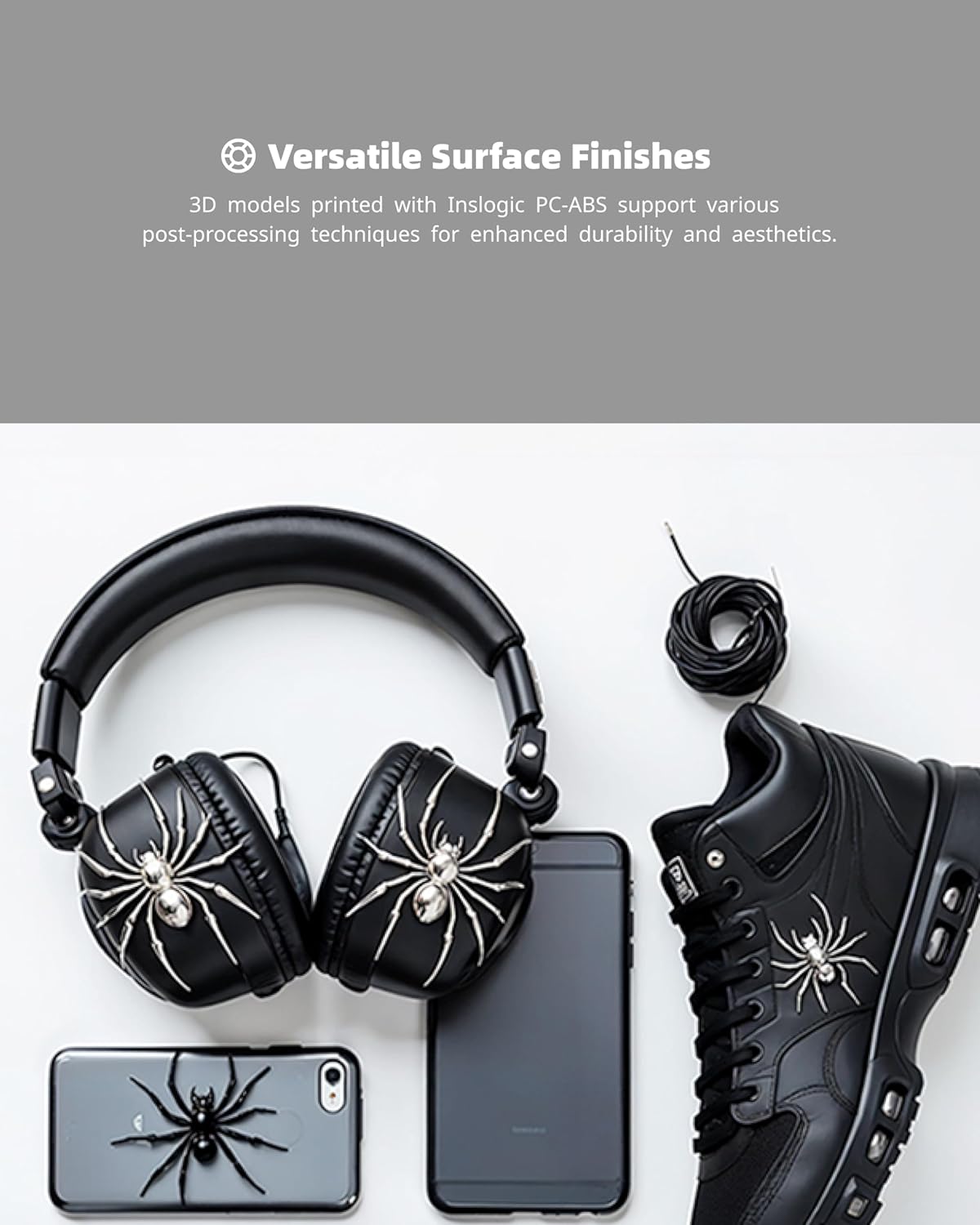 Inslogic Pre-Asciugato PC-ABS Filamento 1.75mm 1kg, Nero - immagine 5