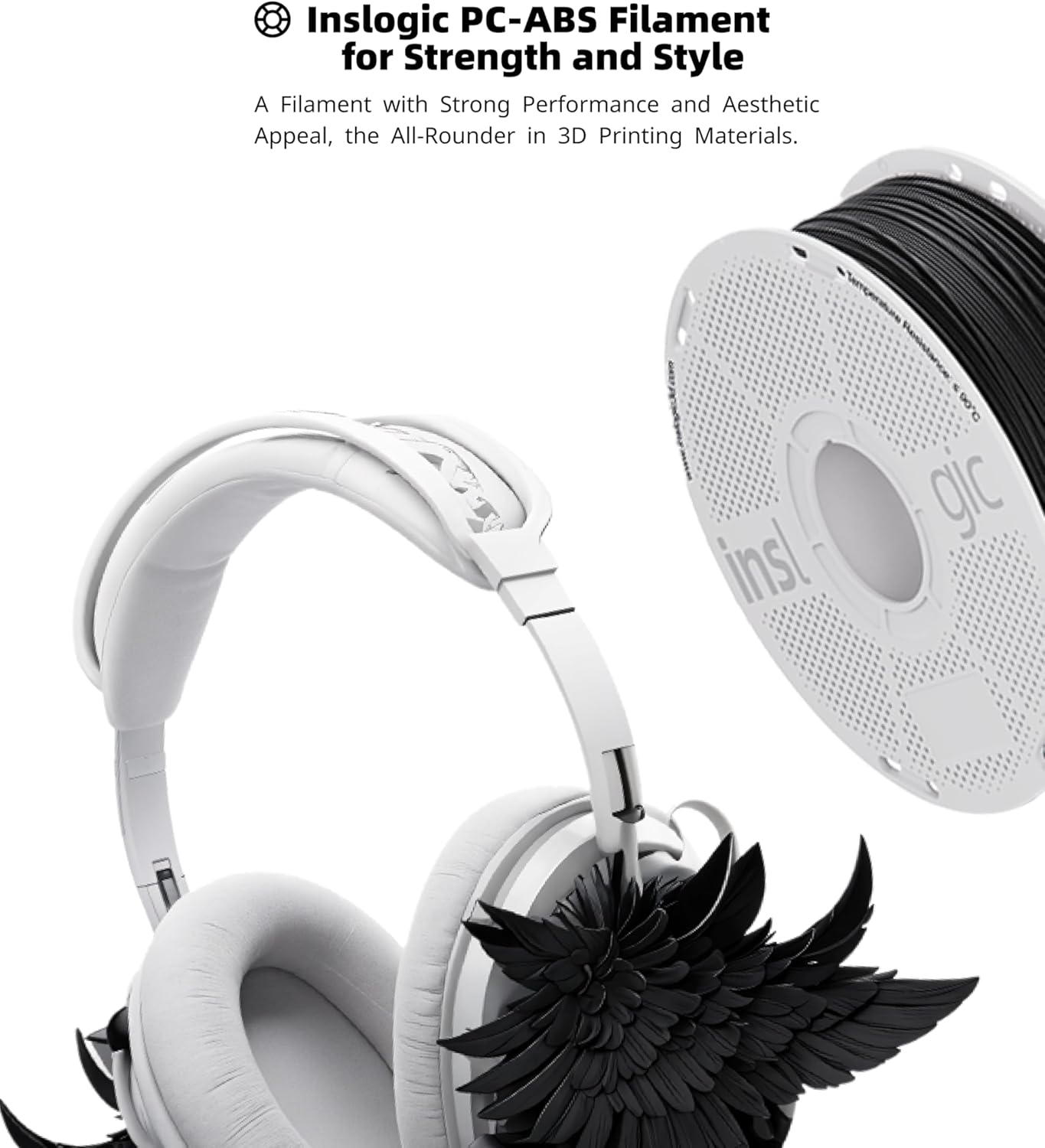 Inslogic Pre-Asciugato PC-ABS Filamento 1.75mm 1kg, Nero - immagine 6