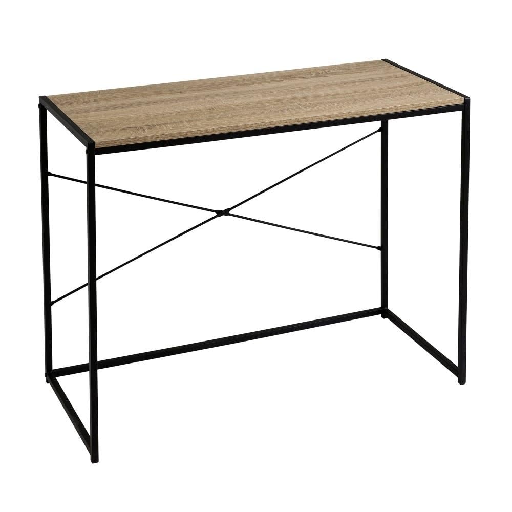 Tavolo da scrivania in PB e metallo in naturale e nero