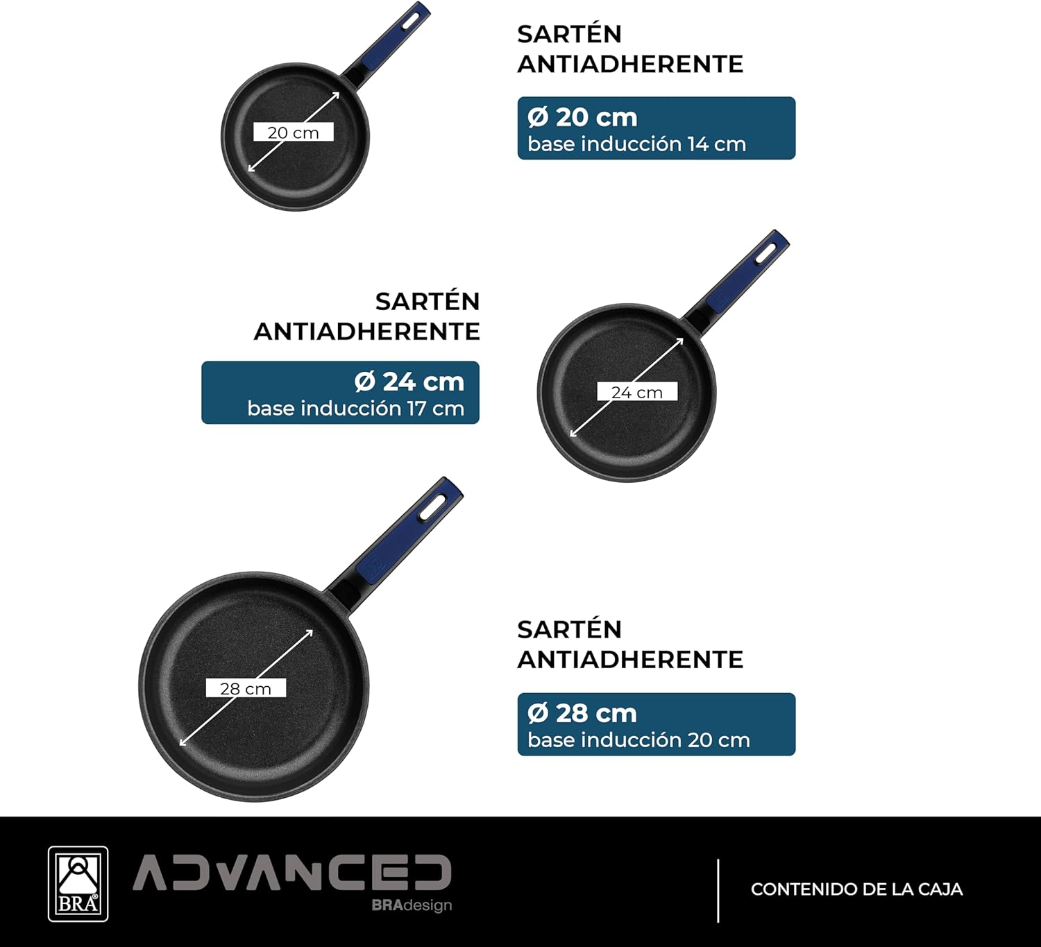 Bra Advanced Set di Padelle Alluminio 20-24-28cm (3 pezzi) - immagine 2