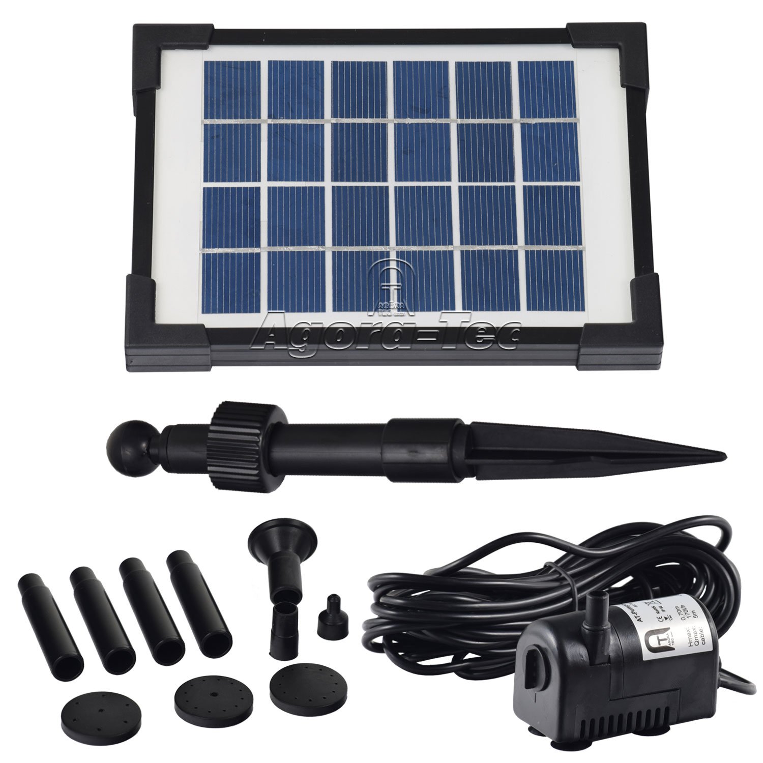 Agora-tec® AT-2 W Pompa Solare per Laghetto 2 Watt