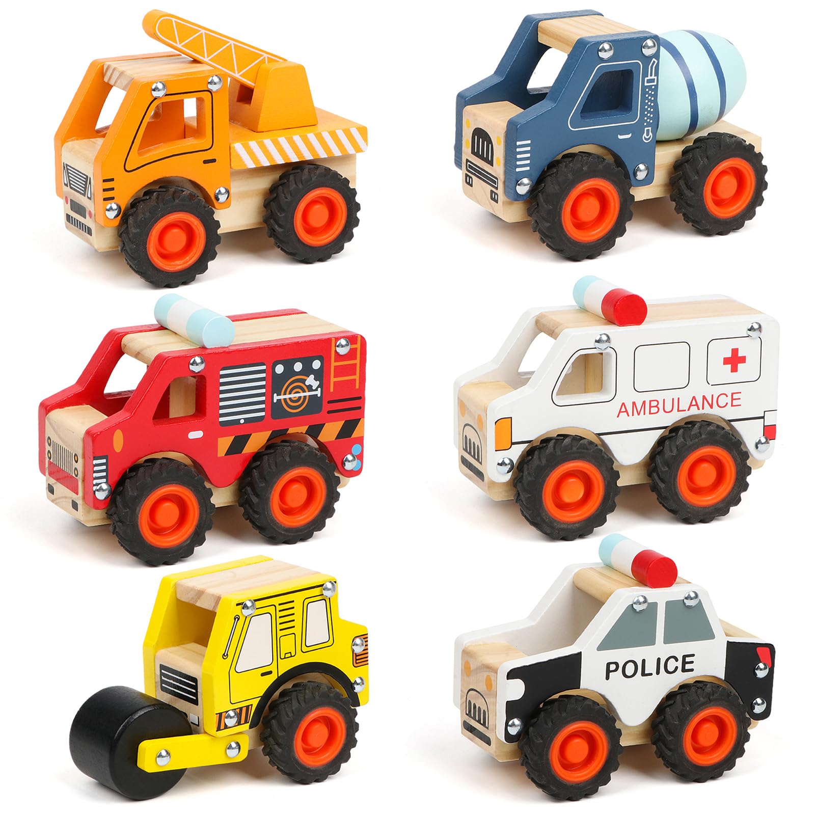 6 PZ Auto di Legno Giocattoli Educativi per Bambini