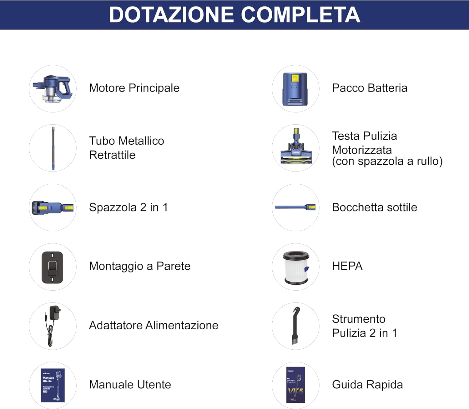 Vakume Aspirapolvere Senza Fili VK5 - Scopa Elettrica 35min - immagine 3