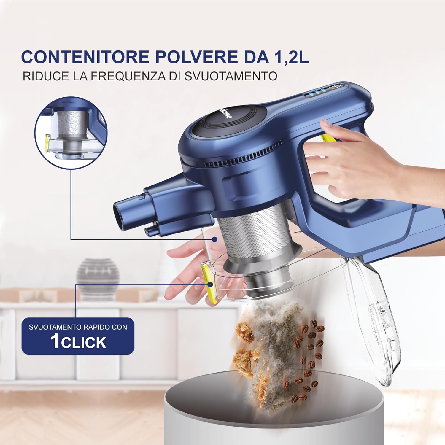 Vakume Aspirapolvere Senza Fili VK5 - Scopa Elettrica 35min - immagine 4