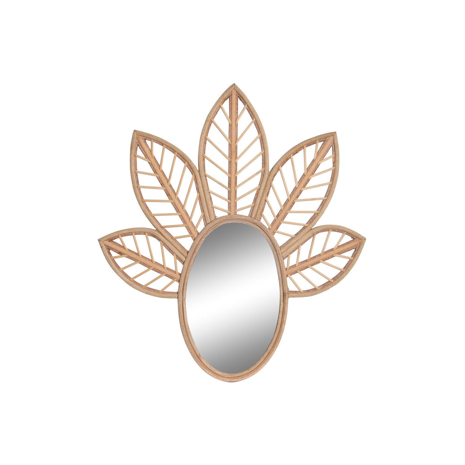 ESPEJO RATAN ESPEJO 60X2X67 HOJAS NATURAL MARRON