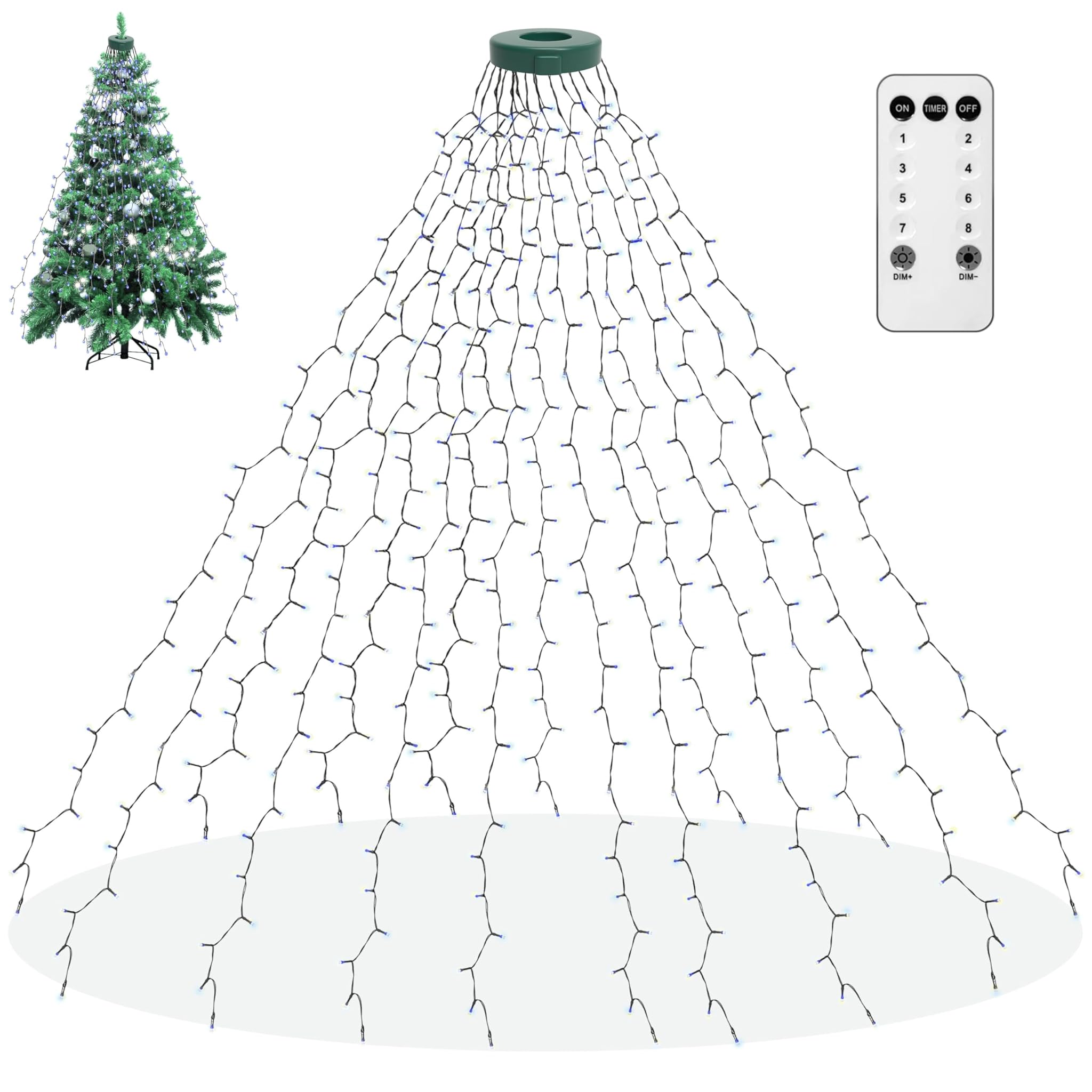 Aneeway Luci Albero di Natale 200cm, 400 LED Bianco Brillante