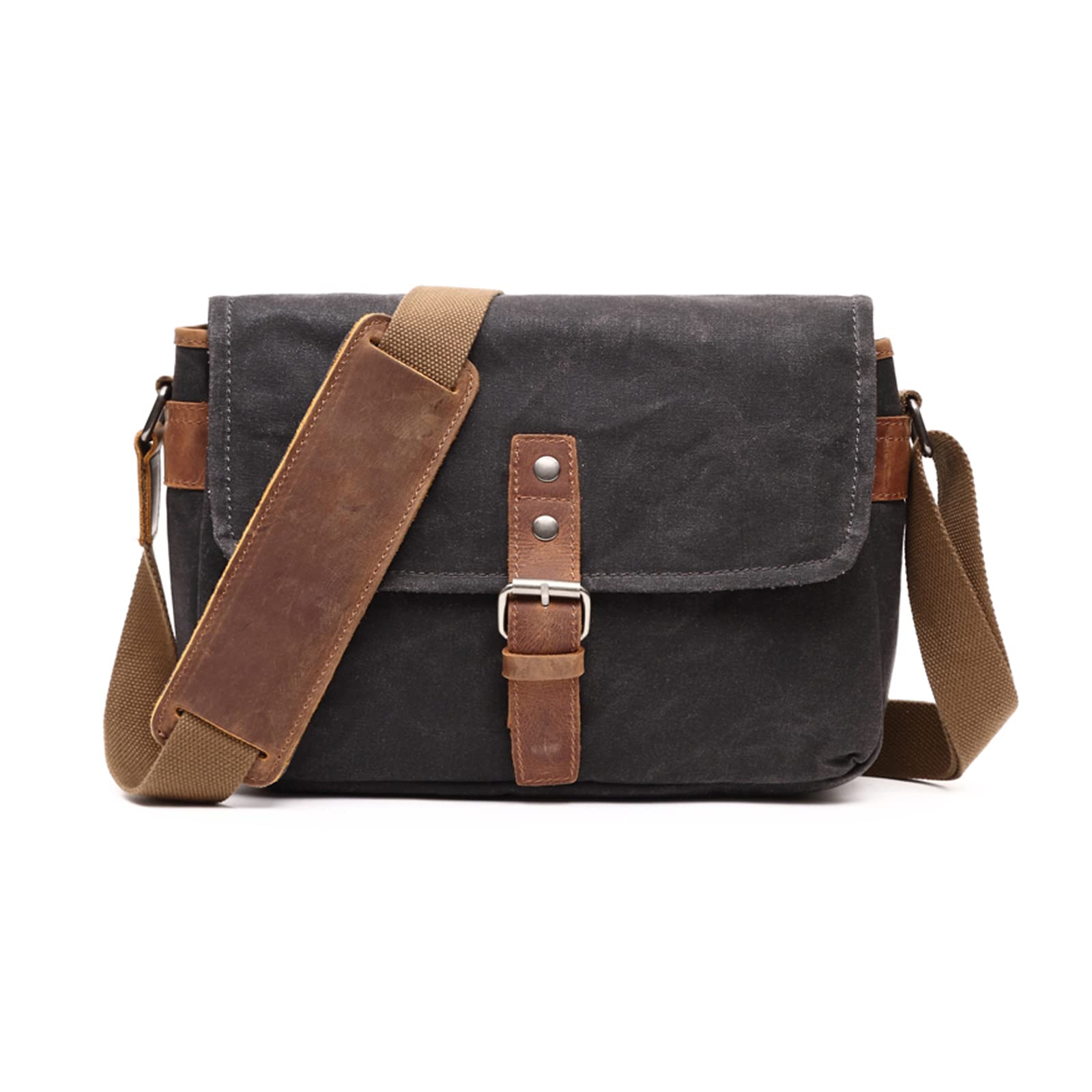 FANDARE Retrò Borsa Fotografica SLR Borse Tracolla Tela Custodia per Fotocamera Messaggero Borse a spalla Uomo Donna Borsa a Tracolla per scuola Università Viaggio Lavoro Borsa a Spalla Nero