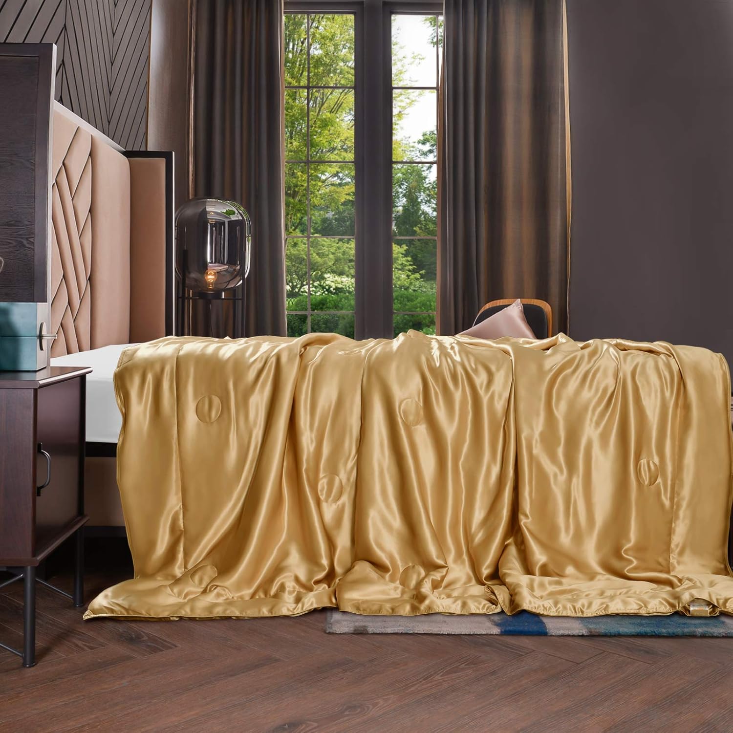 Thxsilk Coperta 100% Seta di Gelso, Oro Metallizzato