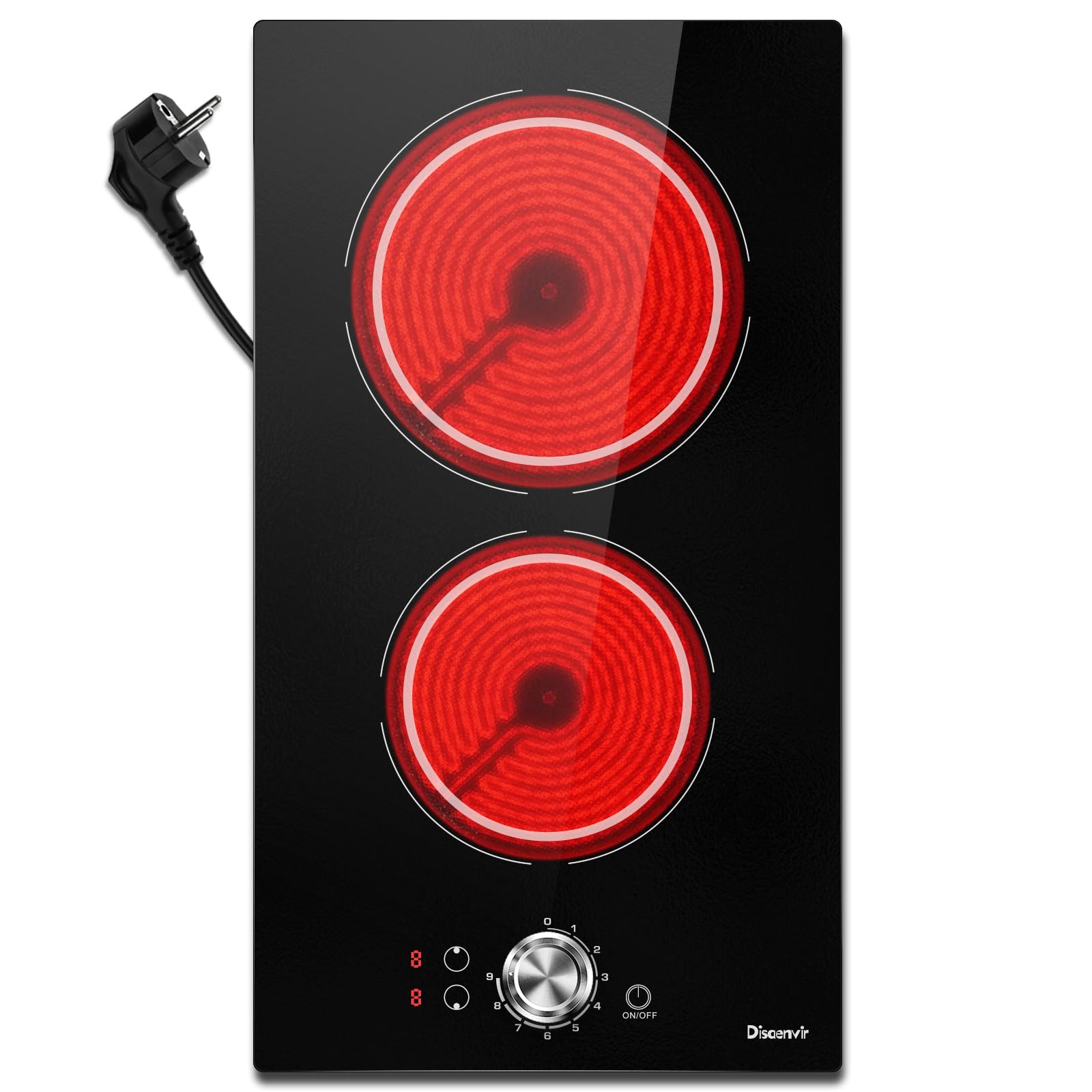 Disaenvir Piano Cottura Vetroceramica 2 Fuochi 3000W