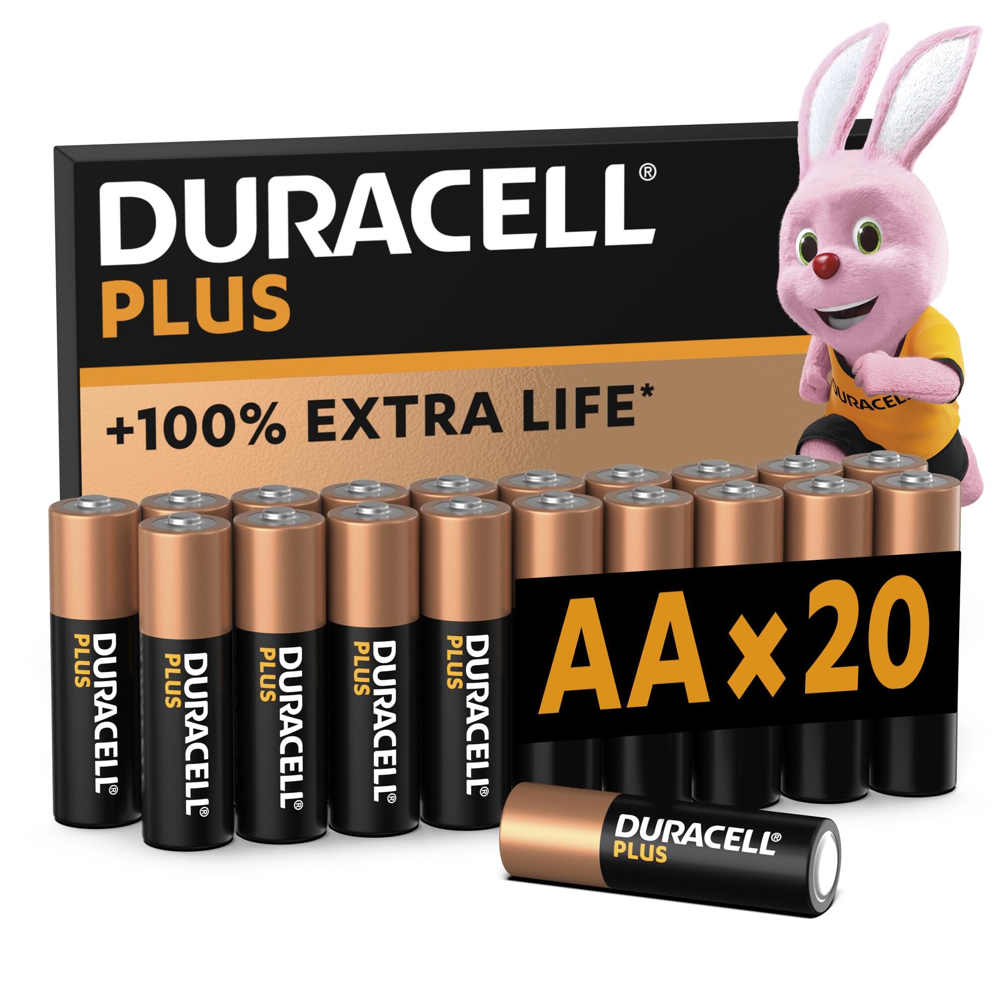 Duracell Plus AA - Pile Alcaline 1.5V (Pacco da 20)