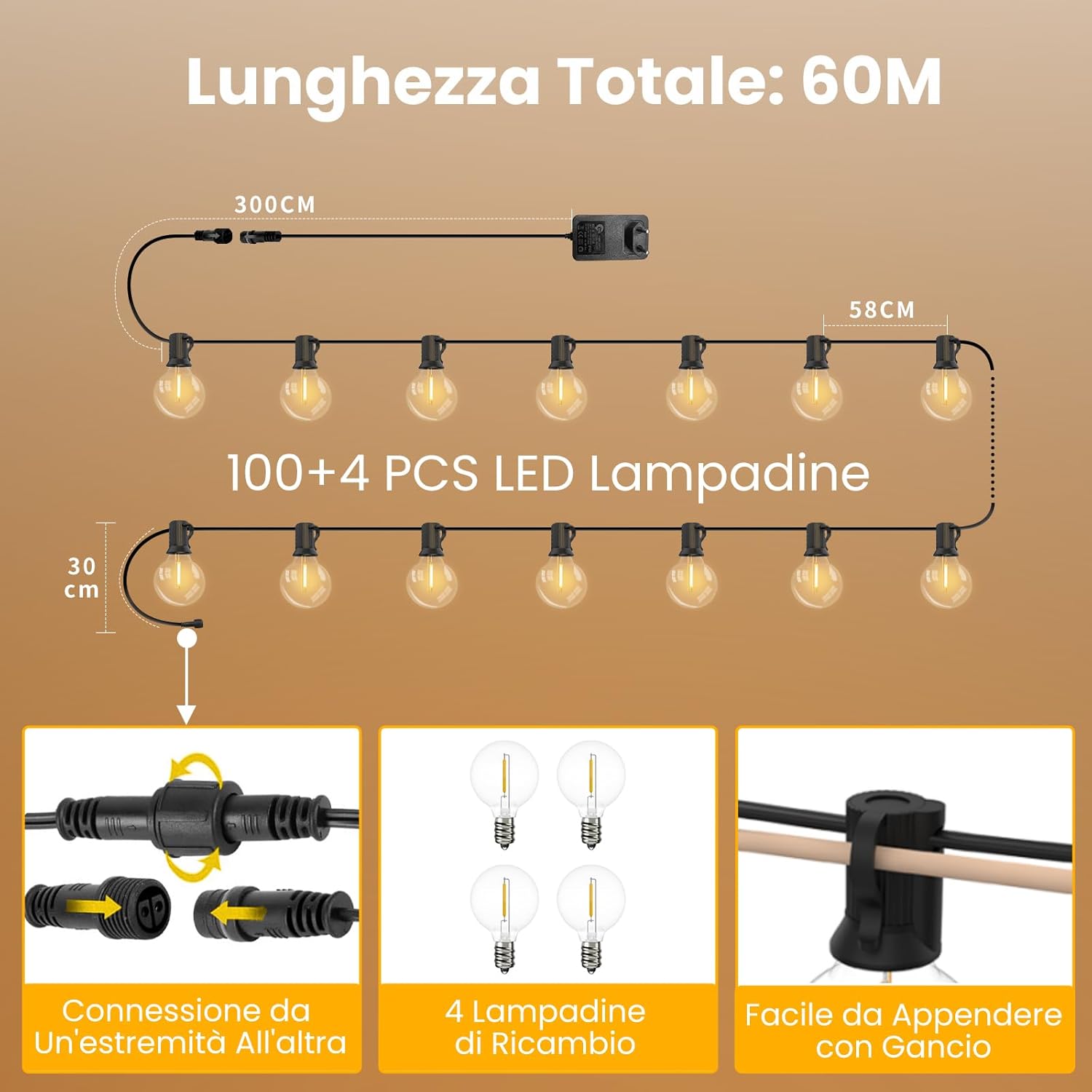 Yuusei Catene Luminose Esterno 60M con Telecomando - immagine 4